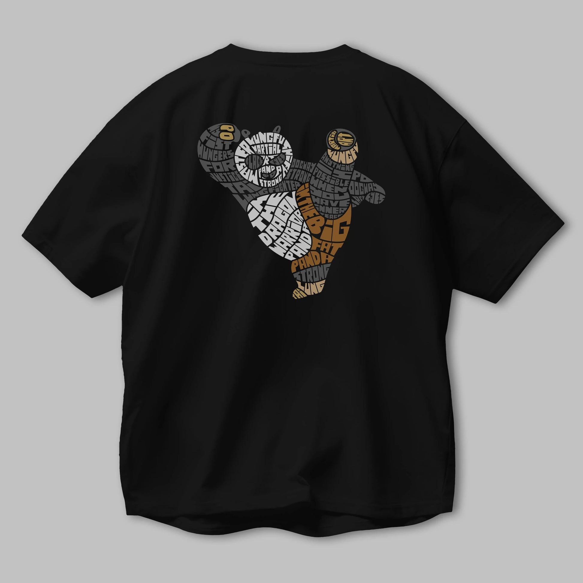 Warrior Panda Arka Baskılı Oversize t-shirt %100 pamuk Erkek Kadın Unisex