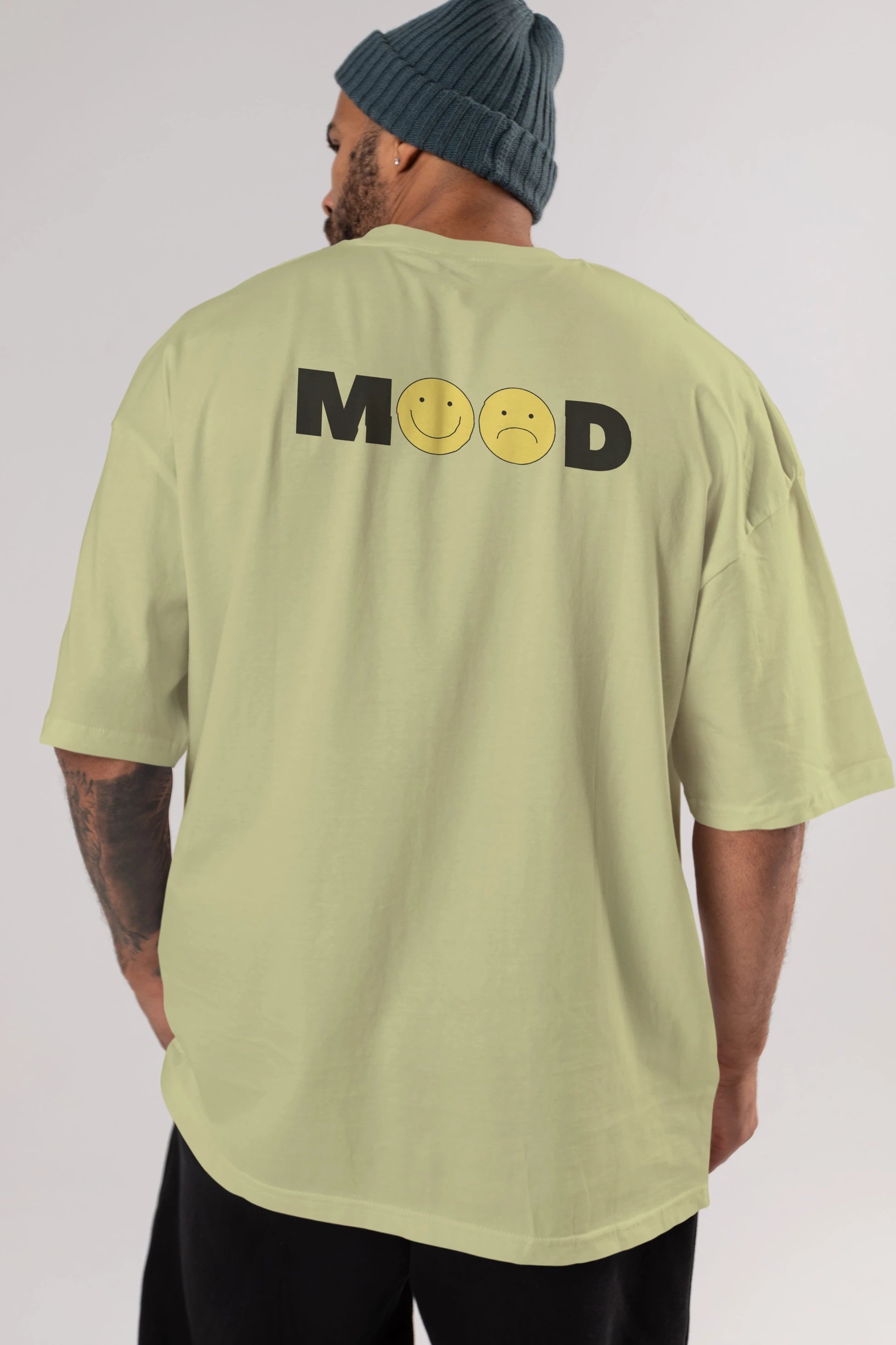 Mood Arka Baskılı Oversize t-shirt Erkek Kadın Unisex