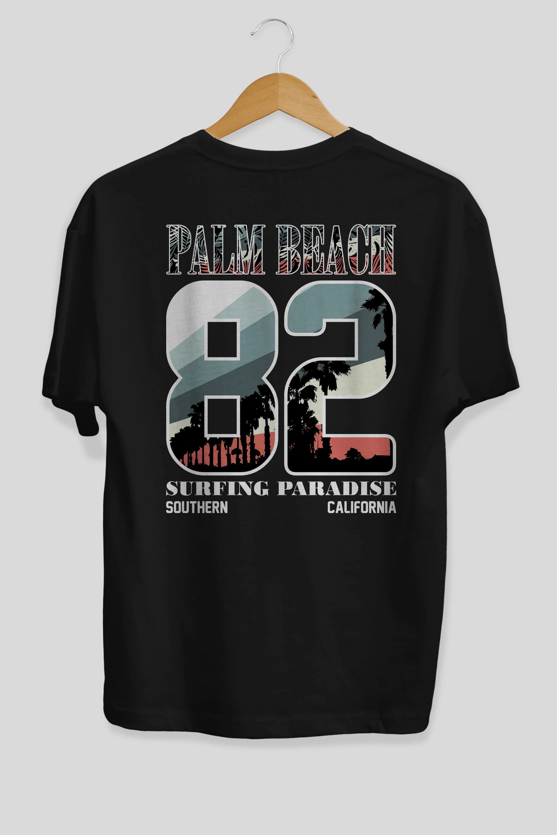 Palm Beach 82 Arka Baskılı Oversize t-shirt Erkek Kadın Unisex