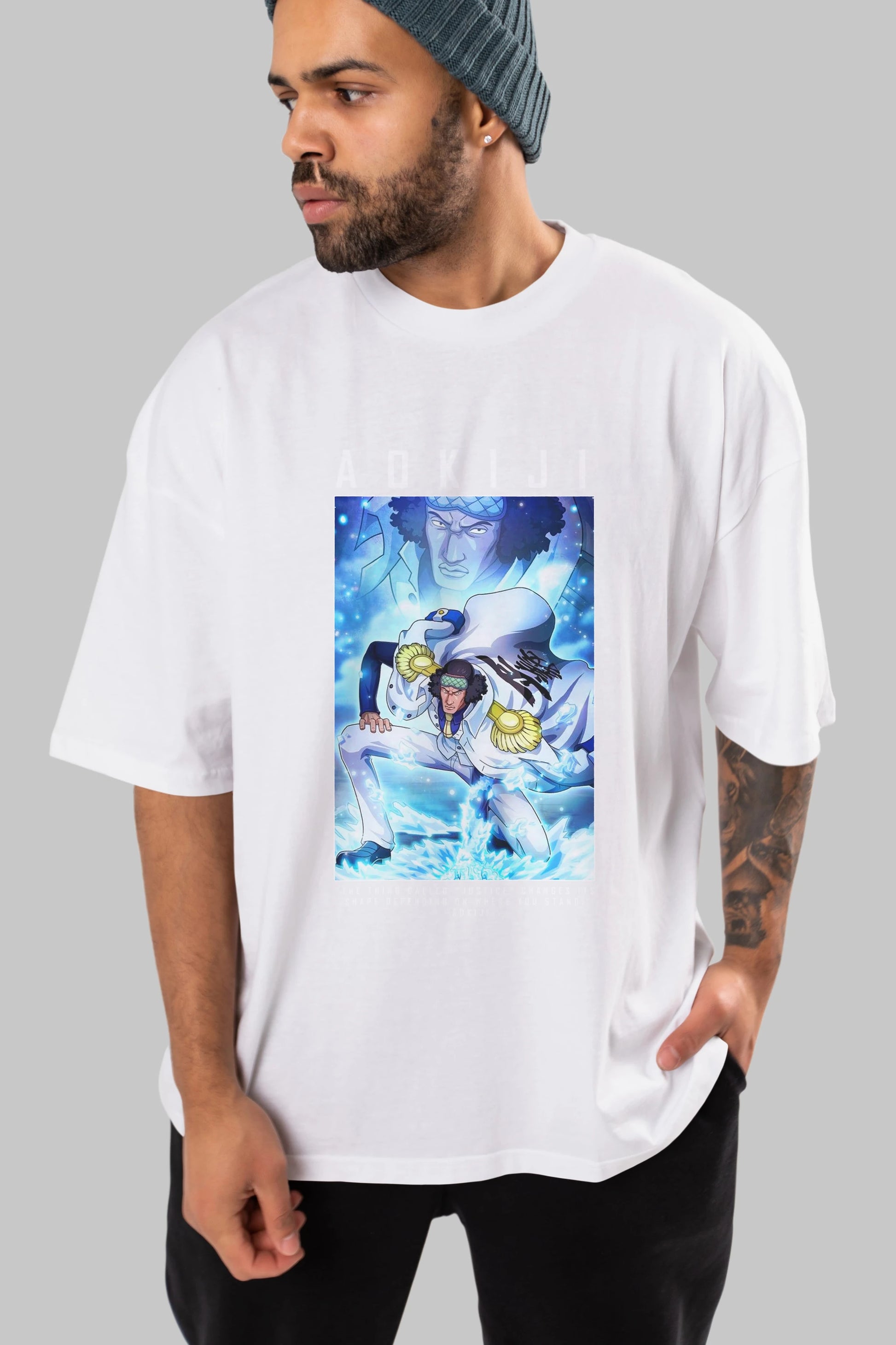 Kuzan Anime Ön Baskılı Oversize t-shirt Erkek Kadın Unisex