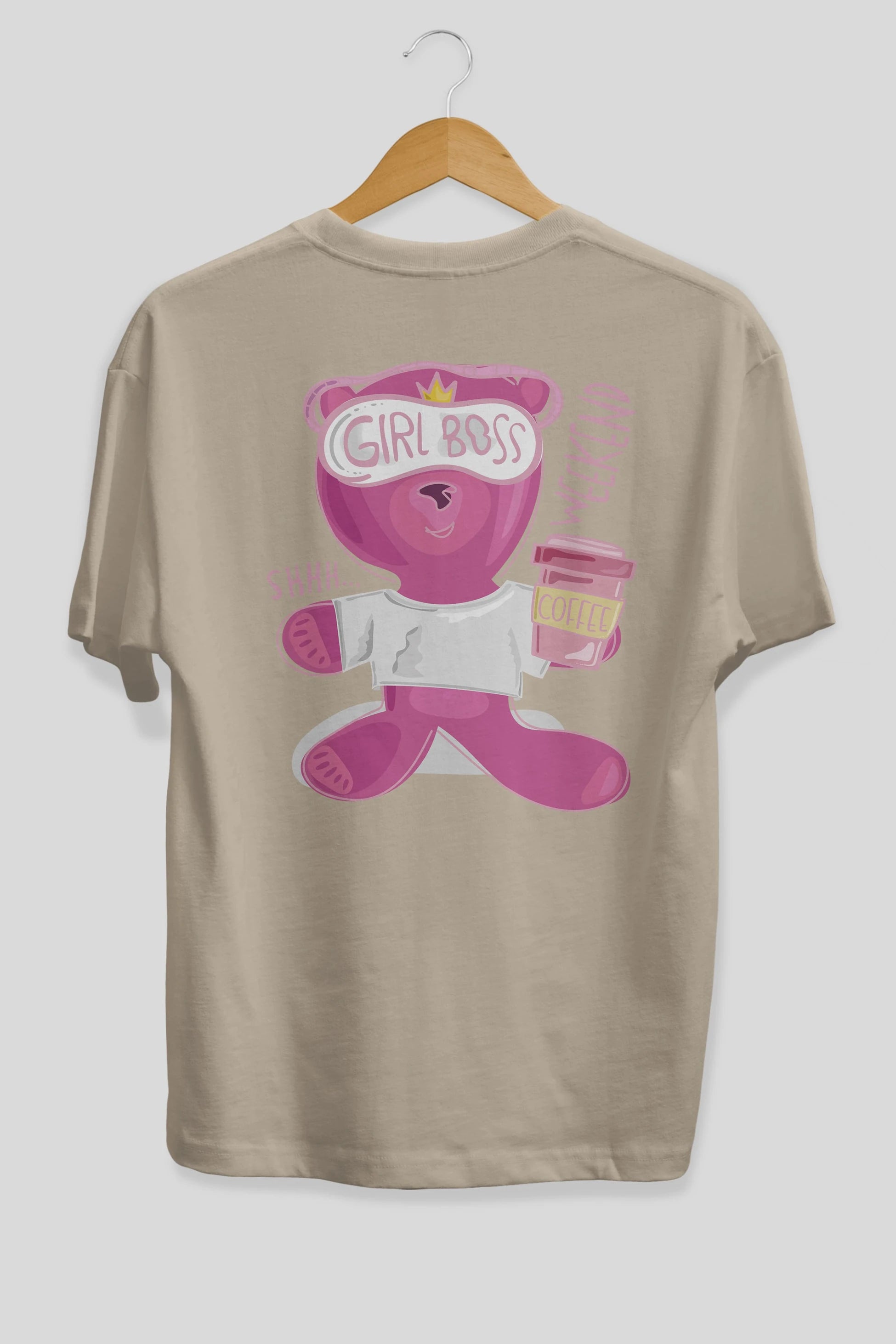 Girl Boss Bear Arka Baskılı Oversize t-shirt Erkek Kadın Unisex