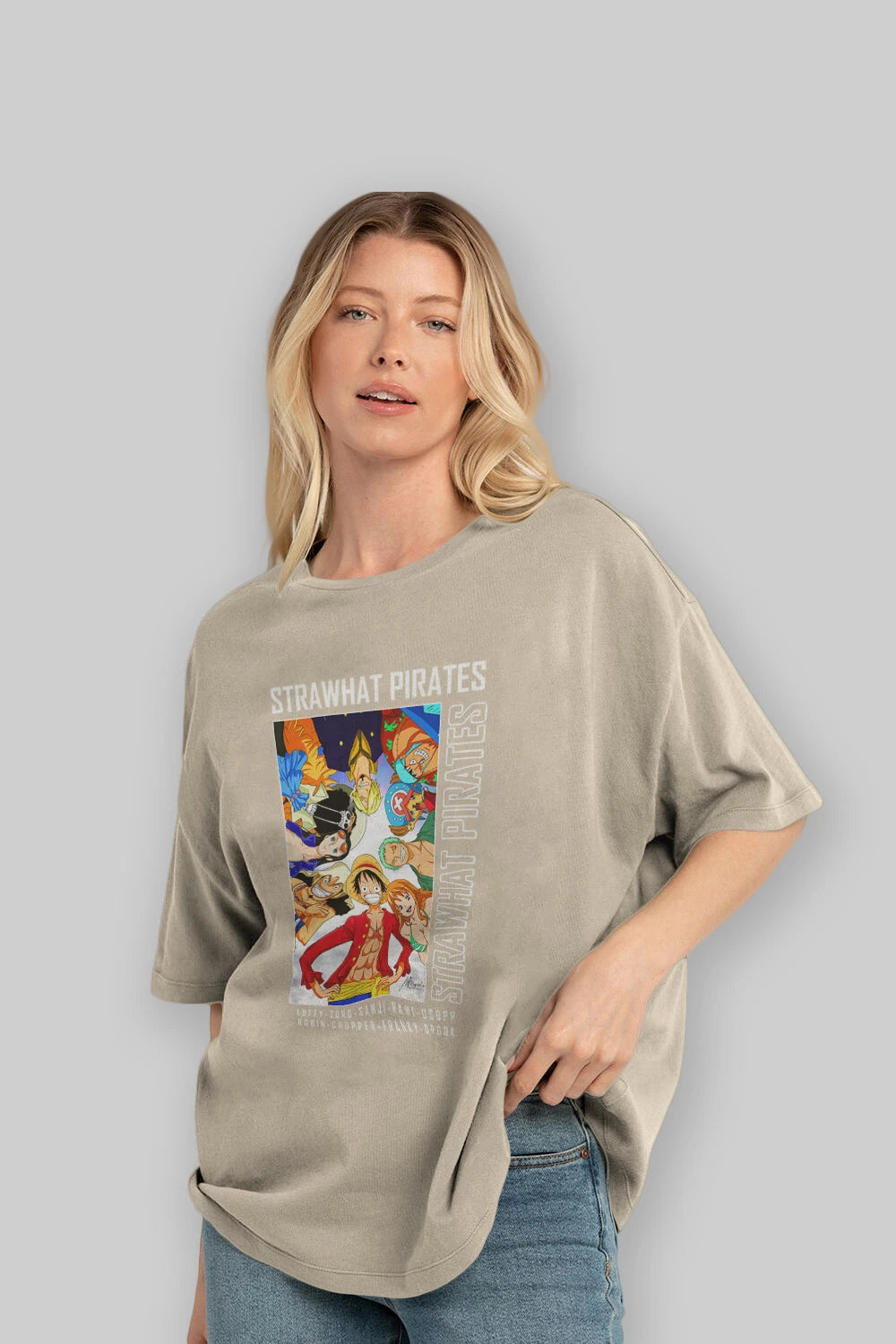 Luffy Strahwat Anime Ön Baskılı Oversize t-shirt Erkek Kadın Unisex