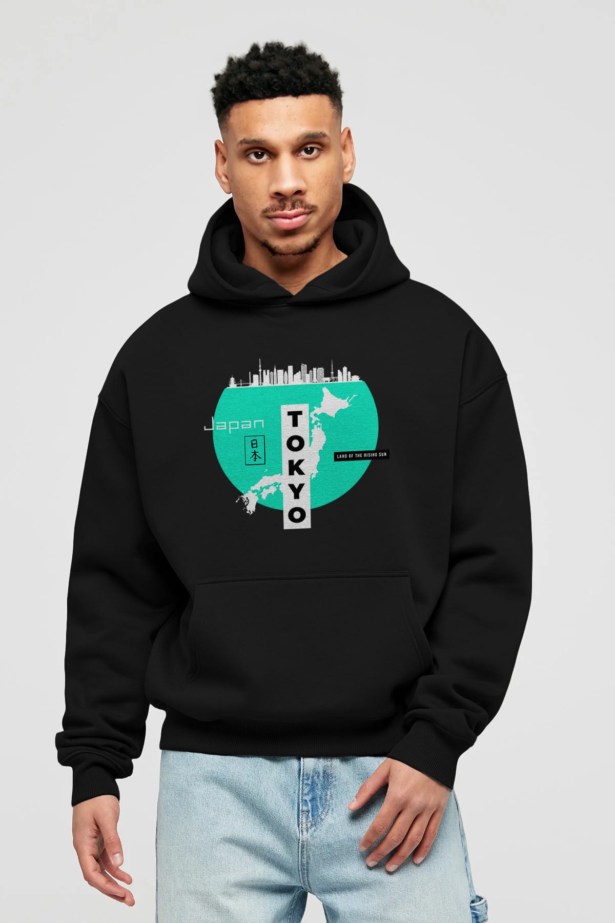 Japan Tokyo Ön Baskılı Oversize Hoodie Kapüşonlu Sweatshirt Erkek Kadın Unisex