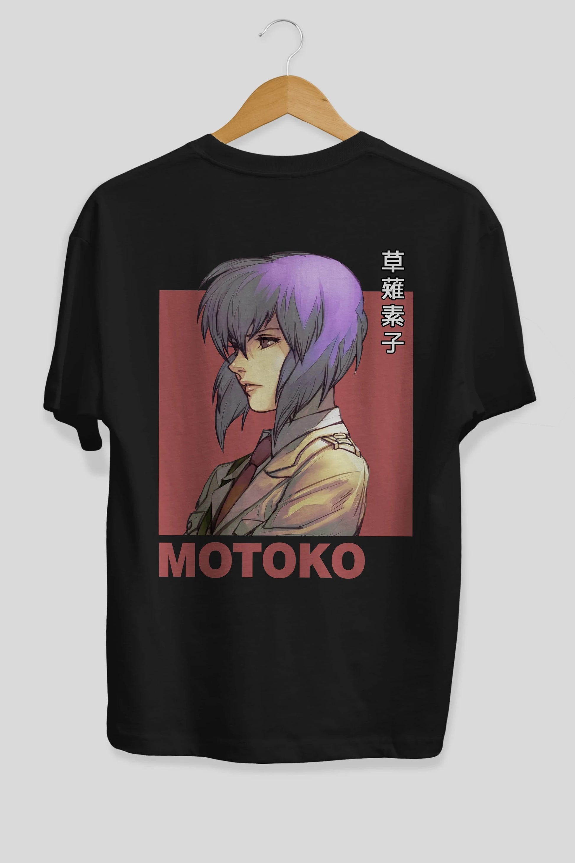 Motoko Kusanagi 12 Anime Arka Baskılı Oversize t-shirt Erkek Kadın Unisex