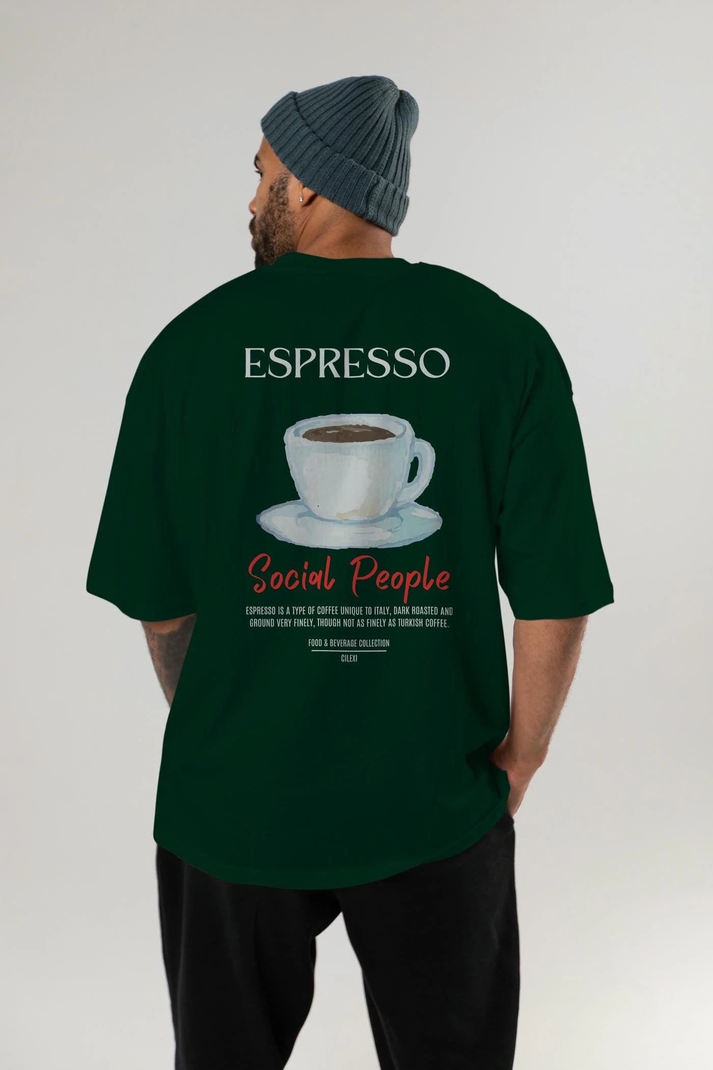 Espresso Kokteyl Serisi Baskılı Oversize t-shirt Erkek Kadın Unisex %100 Pamuk Bisiklet Yaka tişort