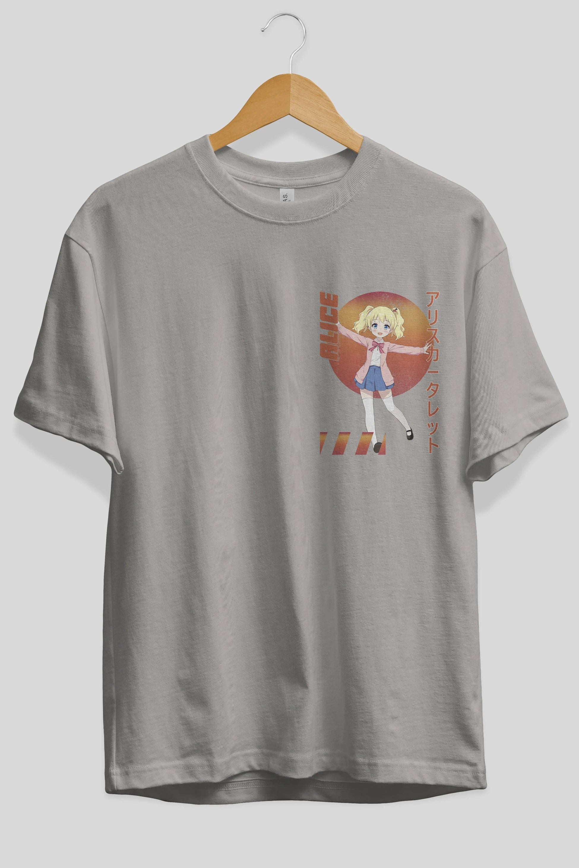 Alice Cartelet 15 Ön Sol Baskılı Oversize t-shirt Erkek Kadın Unisex %100 Pamuk Bisiklet Yaka tişort