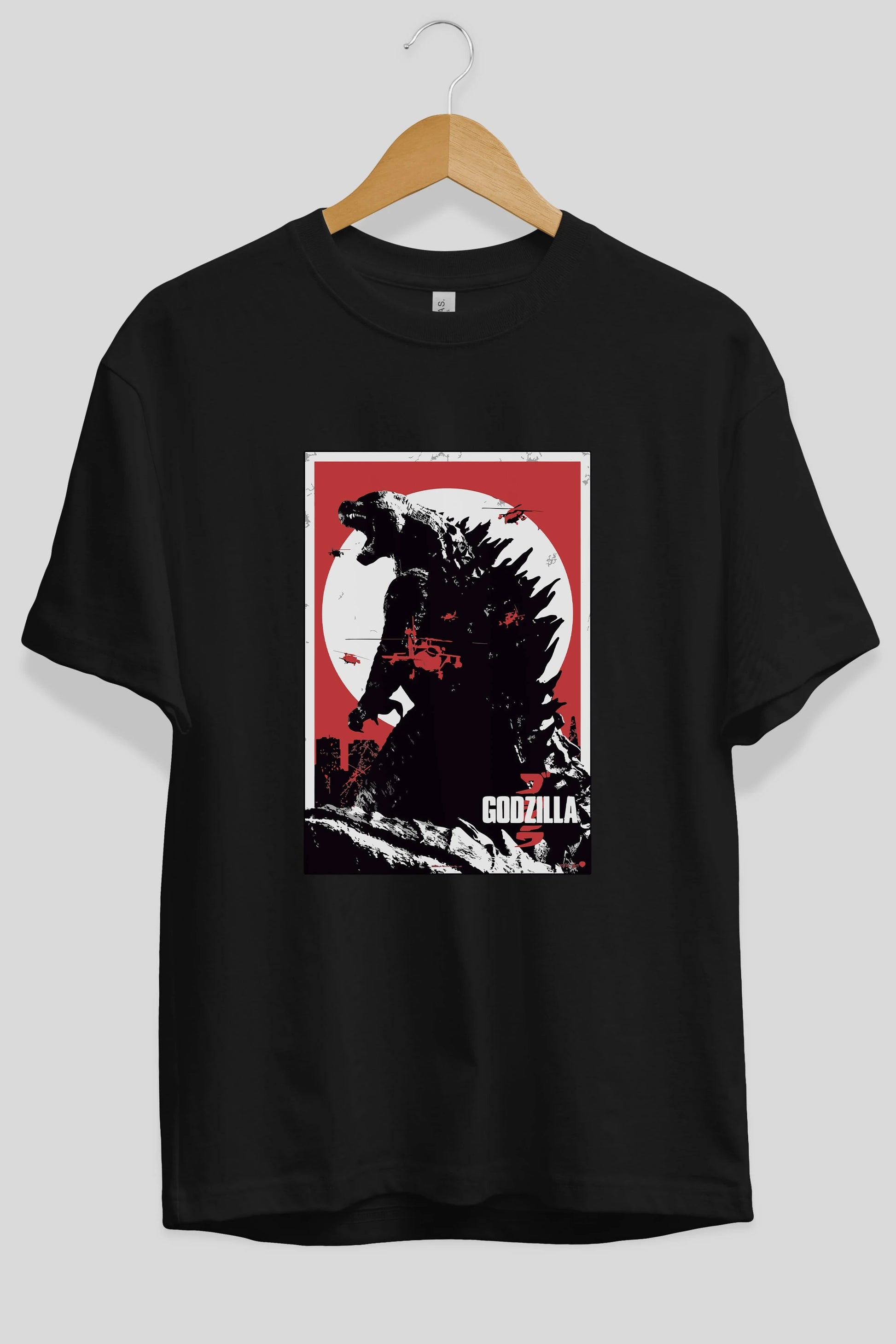 Godzilla (2) Ön Baskılı Oversize t-shirt Erkek Kadın Unisex %100 Pamuk Bisiklet Yaka tişort