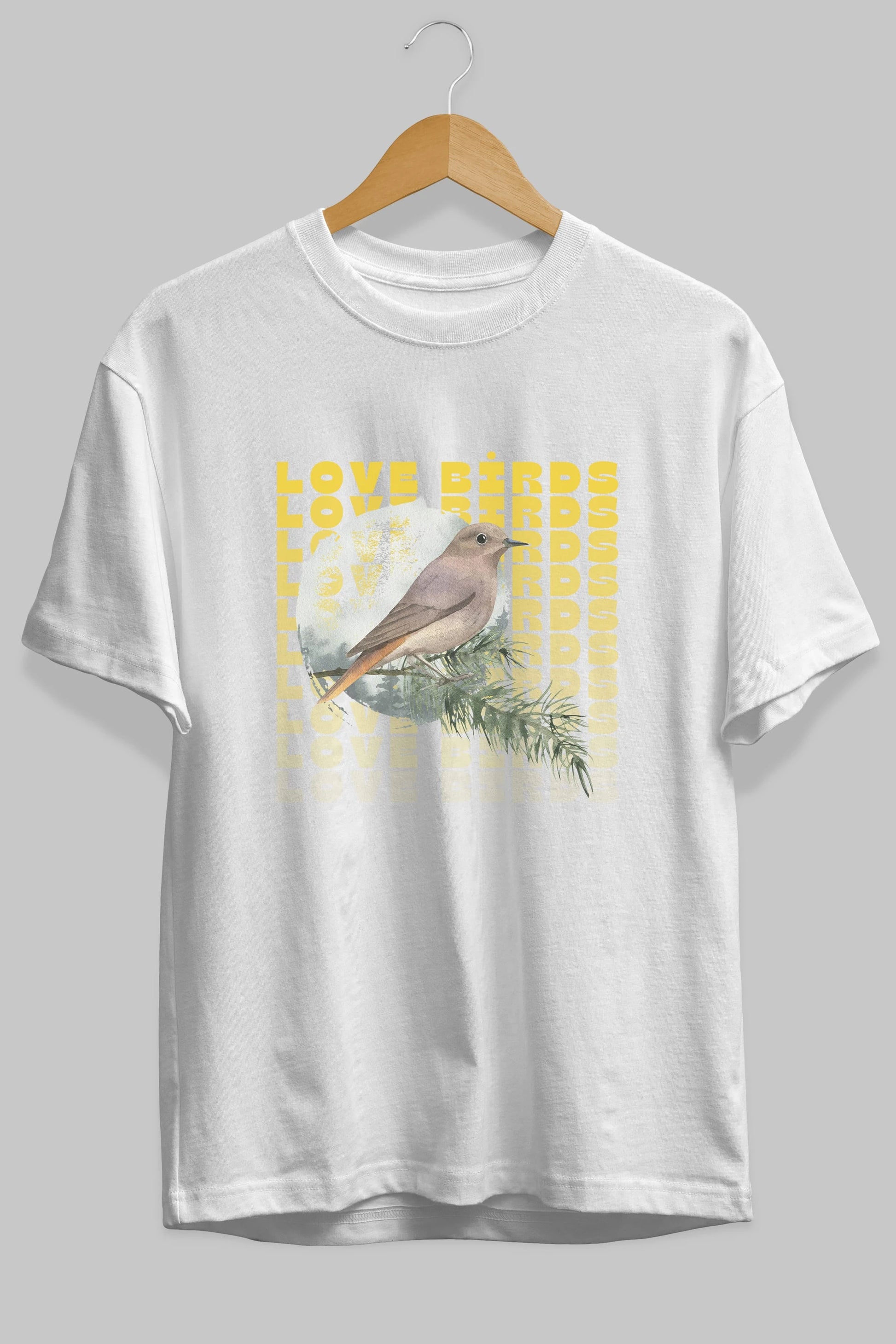 Love Birds Yazılı Ön Baskılı Oversize t-shirt Erkek Kadın Unisex