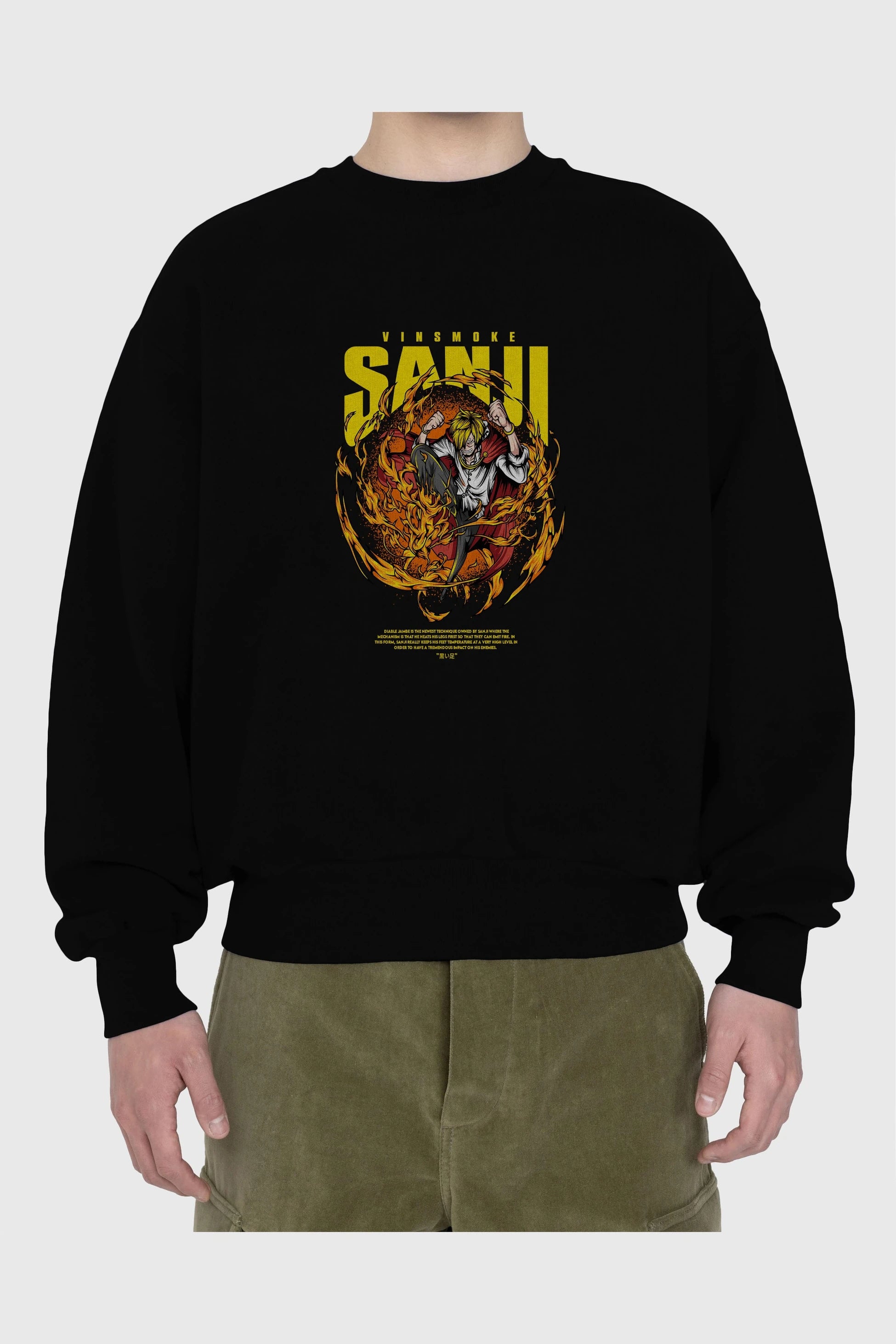Vinsmoke Sanji Anime Ön Baskılı Oversize Sweatshirt Erkek Kadın Unisex
