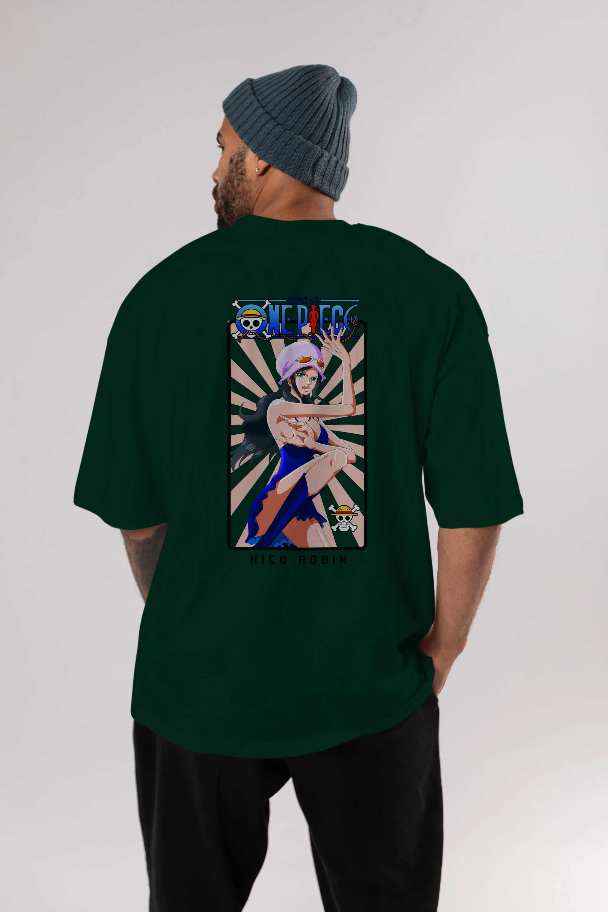 Nico Robin Anime Arka Baskılı Oversize t-shirt Erkek Kadın Unisex %100 pamuk tişort