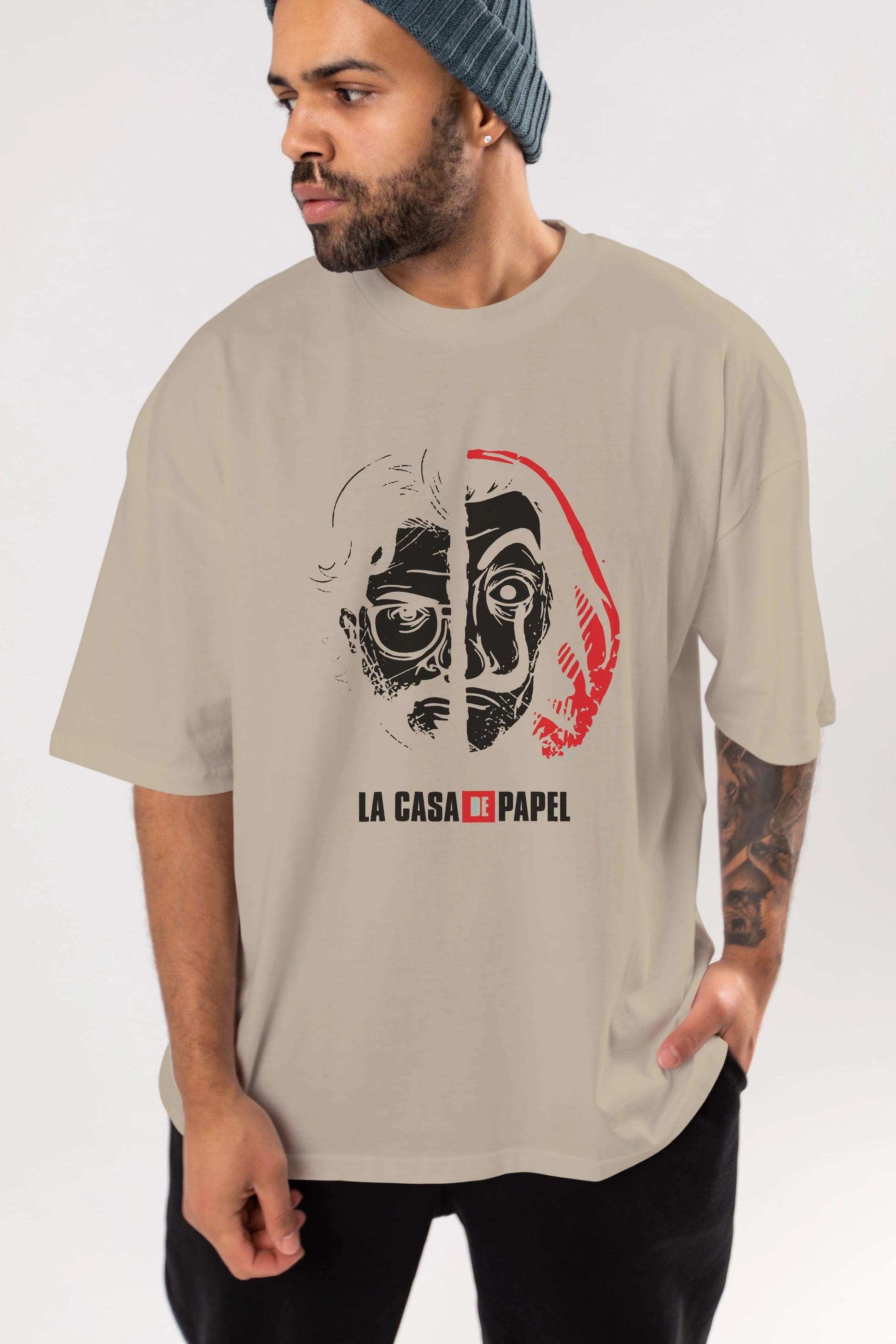 La Casa De Papel (9) Ön Baskılı Oversize t-shirt Erkek Kadın Unisex %100 Pamuk Bisiklet Yaka tişort
