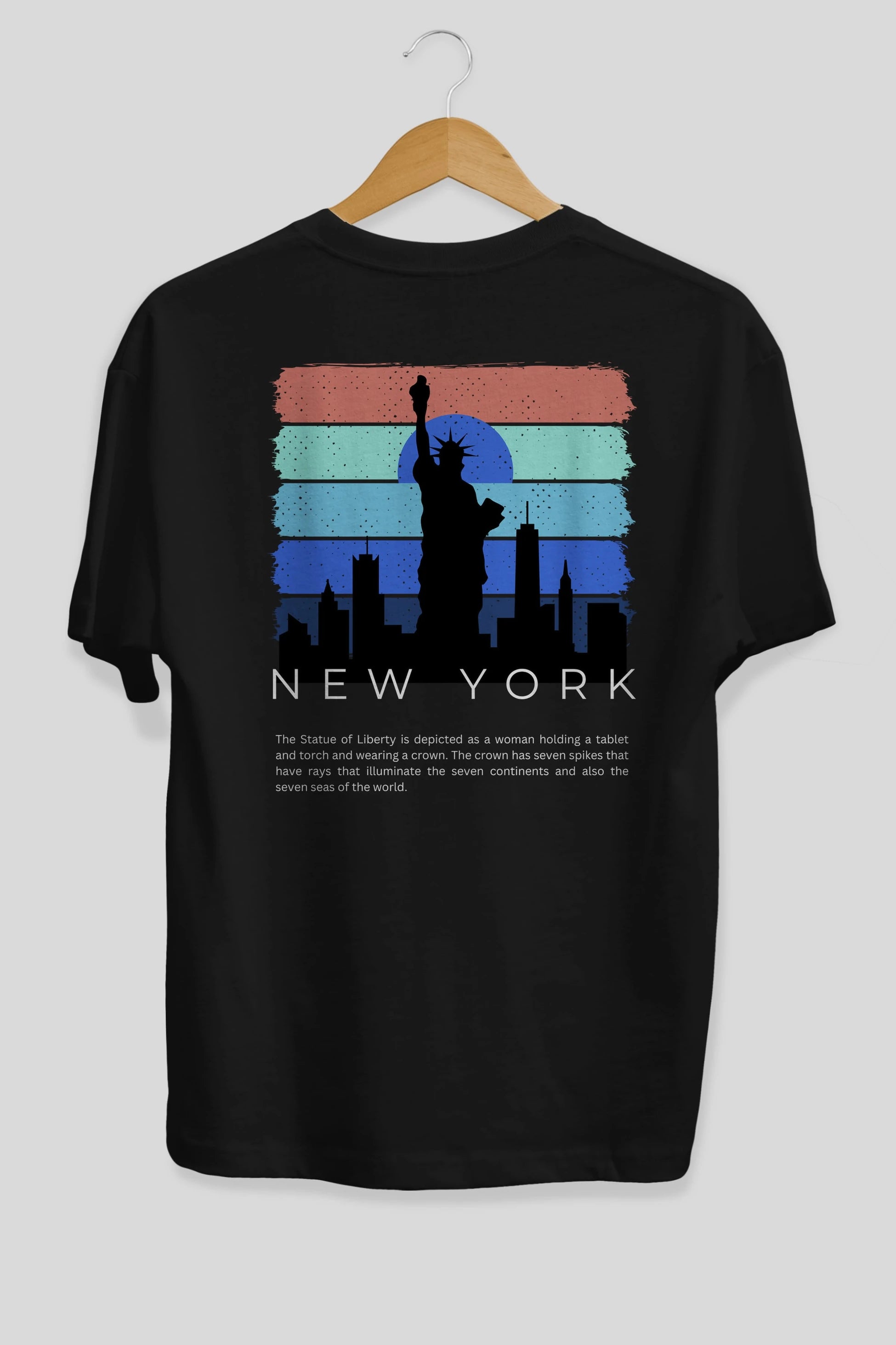 New York Yazılı Arka Baskılı Oversize t-shirt Erkek Kadın Unisex