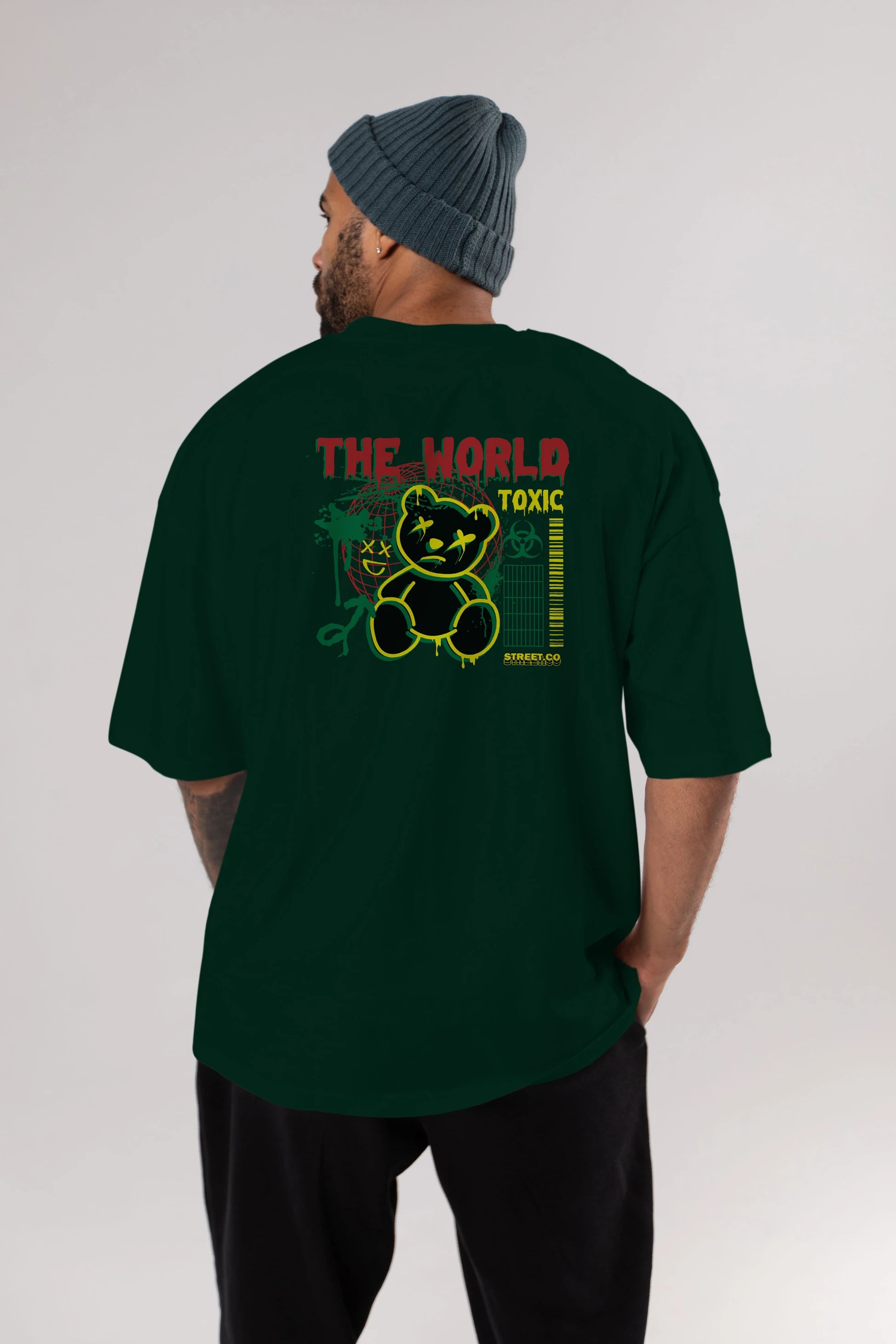 The World Toxic Bear Arka Baskılı Oversize t-shirt Erkek Kadın Unisex