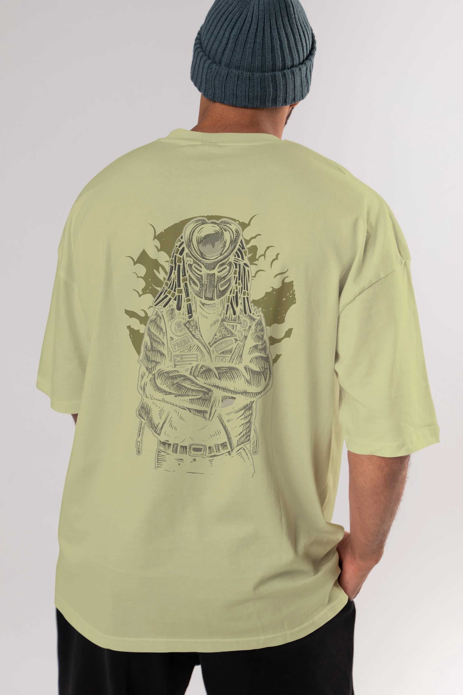 Predator Arka Baskılı Oversize t-shirt Erkek Kadın Unisex %100 Pamuk