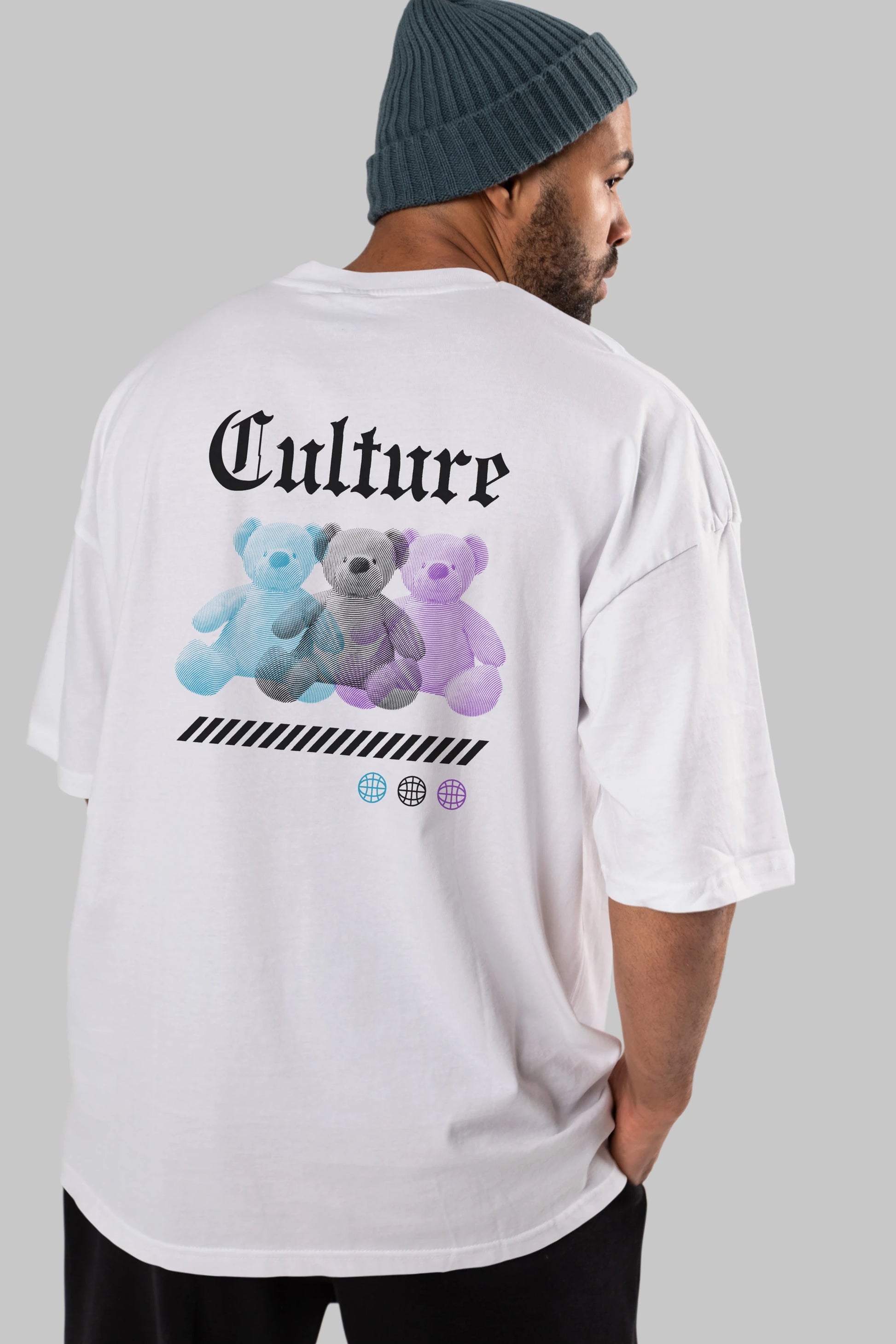 Culture Bear Arka Baskılı Oversize t-shirt Erkek Kadın Unisex