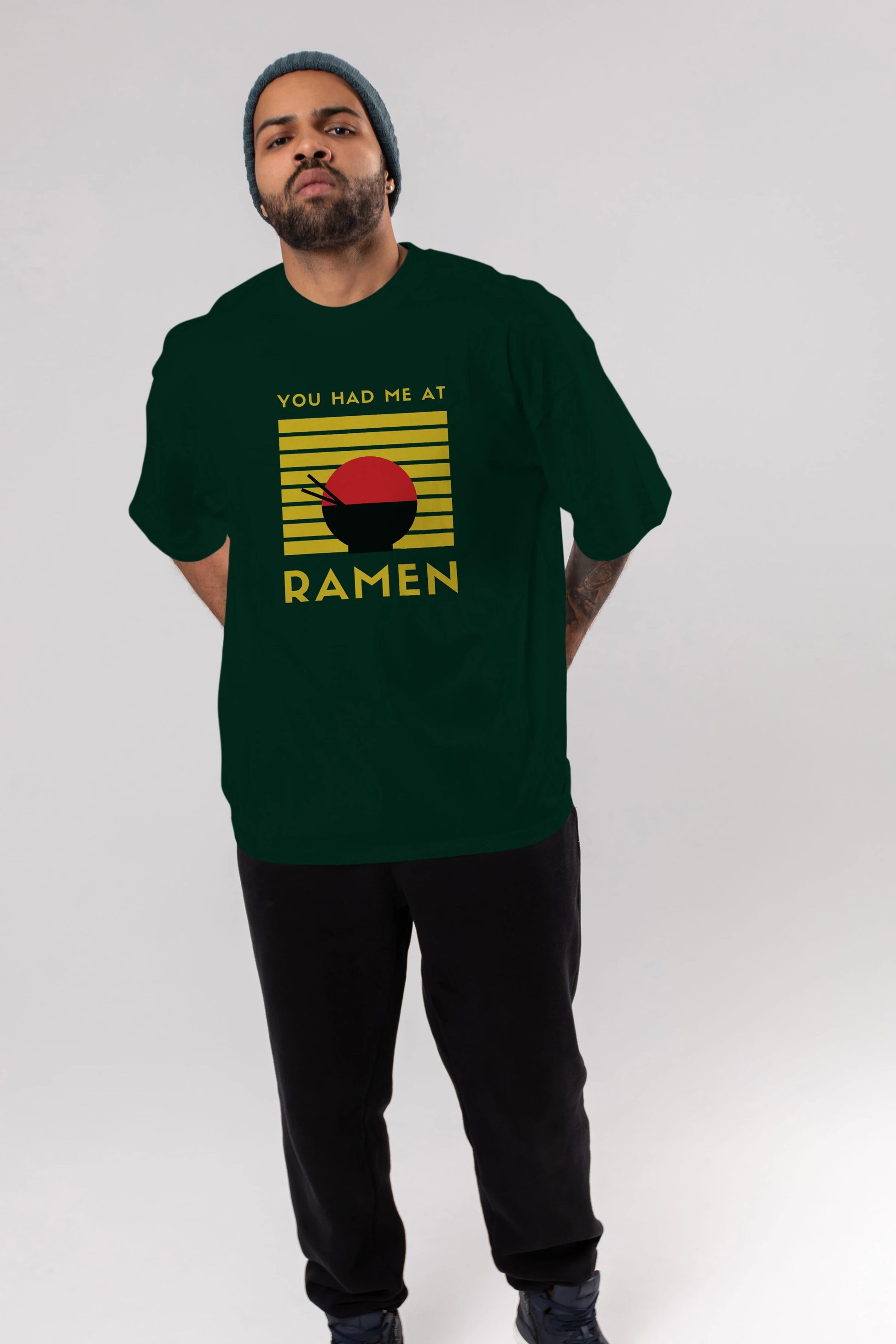 You Had me at Ramen Yazılı Ön Baskılı Oversize t-shirt Erkek Kadın Unisex