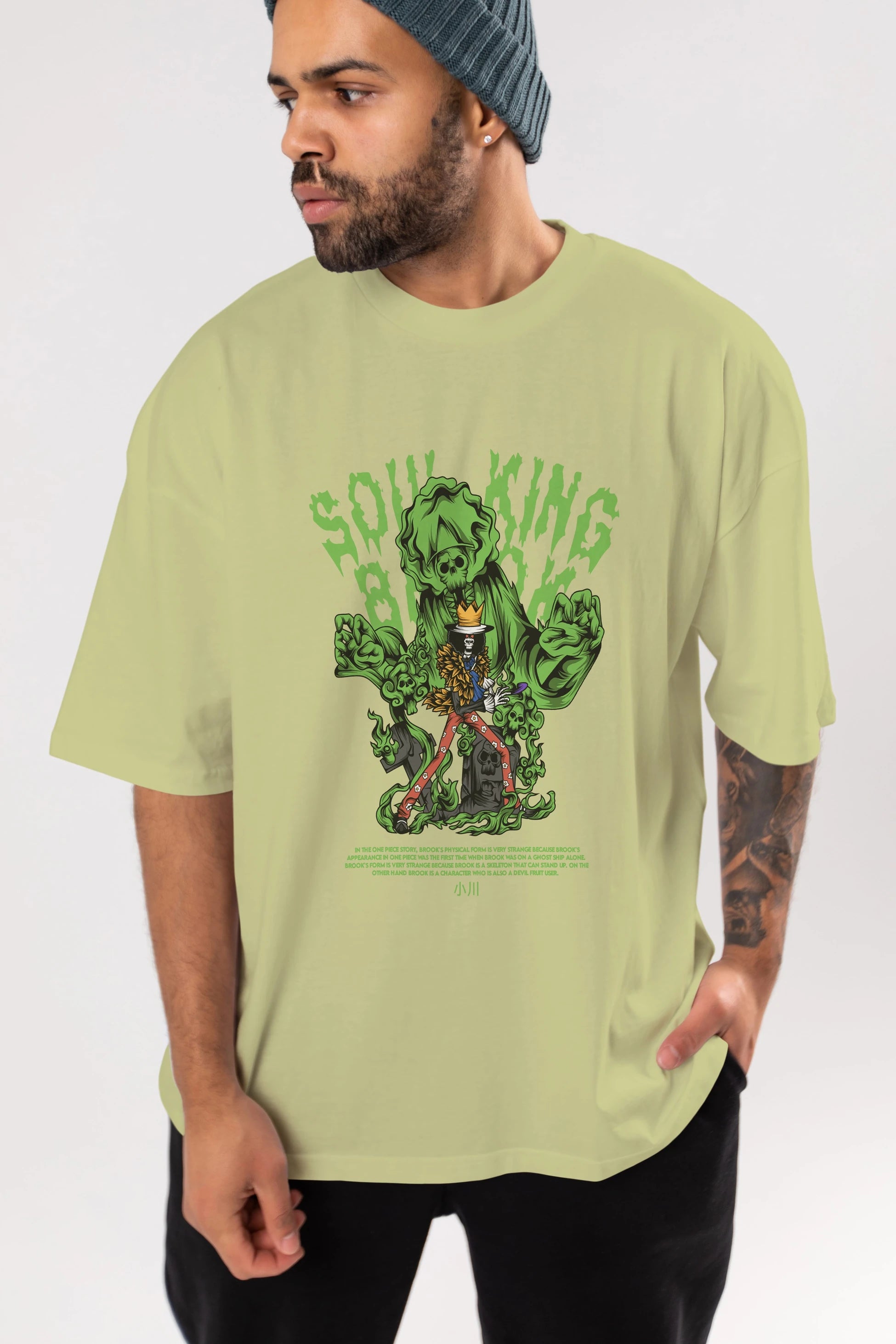 Soul King Brook Anime Ön Baskılı Oversize t-shirt %100 pamuk Erkek Kadın Unisex