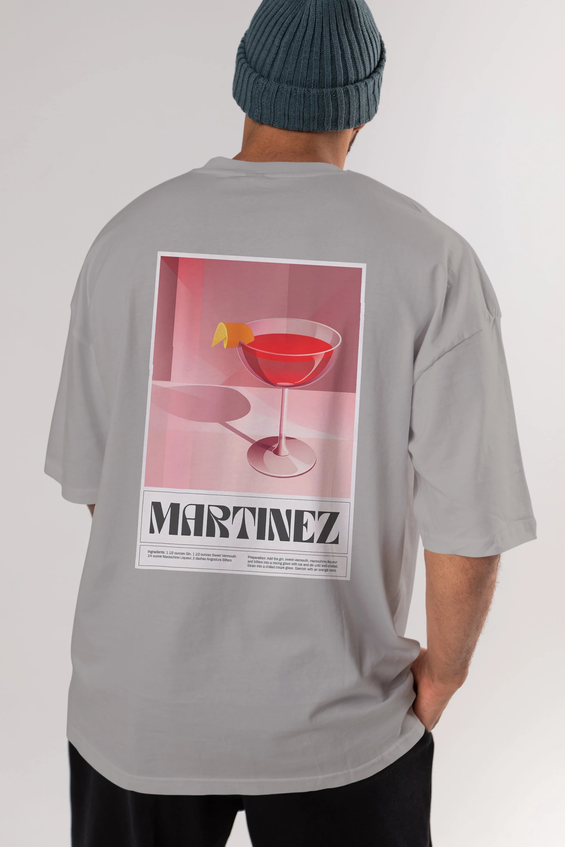 Martinez Arka Baskılı Oversize t-shirt Erkek Kadın Unisex %100 Pamuk Bisiklet Yaka tişort