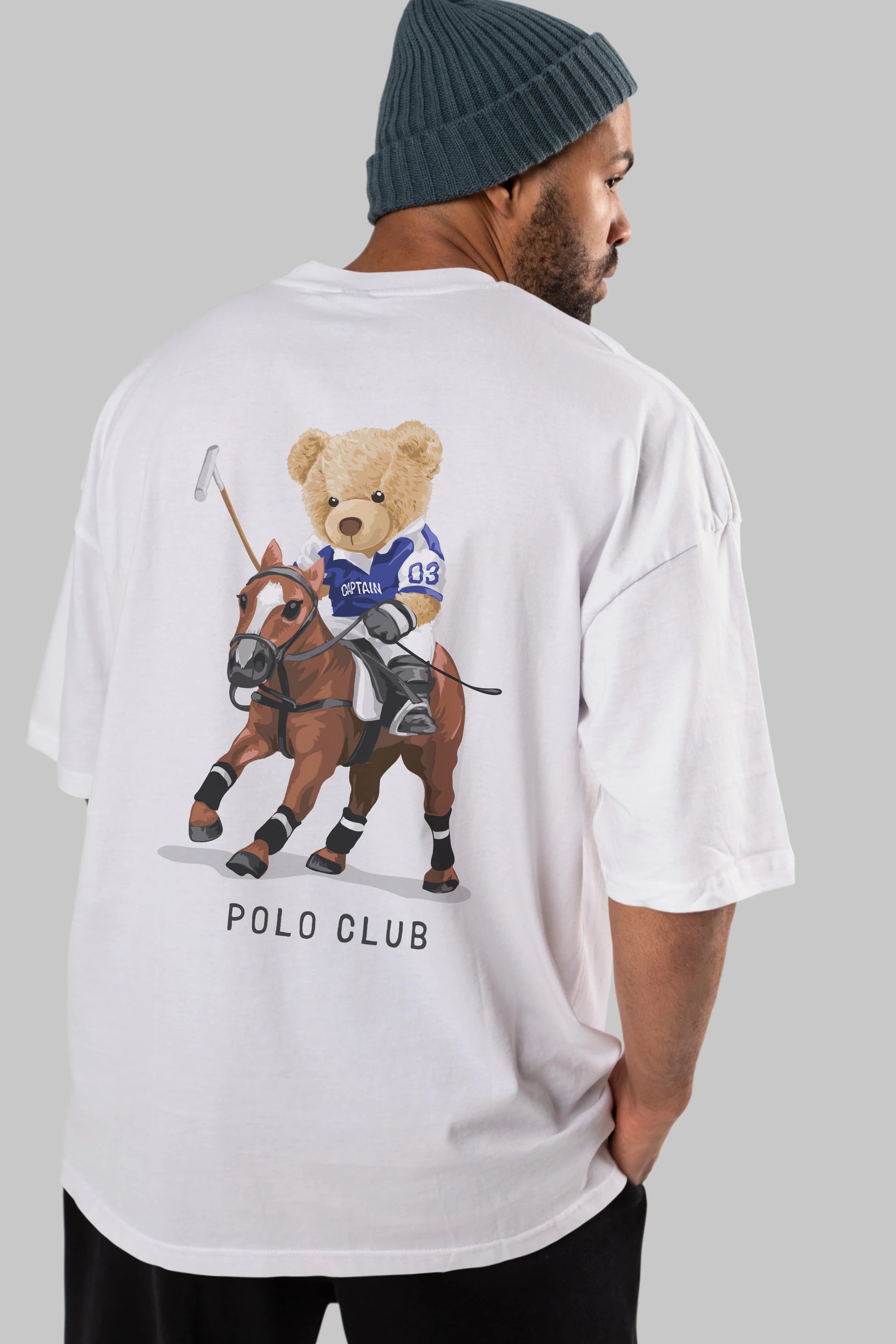 Teddy Bear Polo Club Arka Baskılı Oversize t-shirt Erkek Kadın Unisex %100 Pamuk