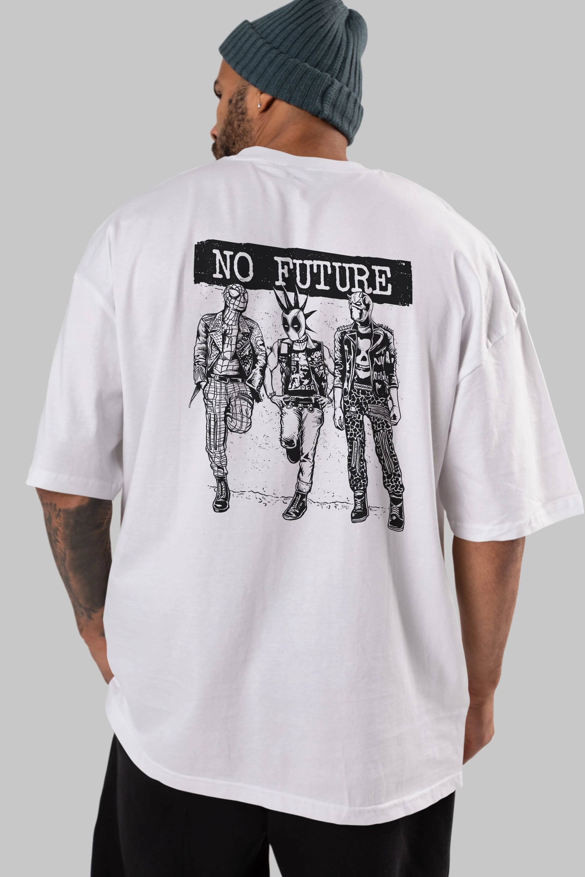No Future Arka Baskılı Oversize t-shirt Erkek Kadın Unisex %100 Pamuk