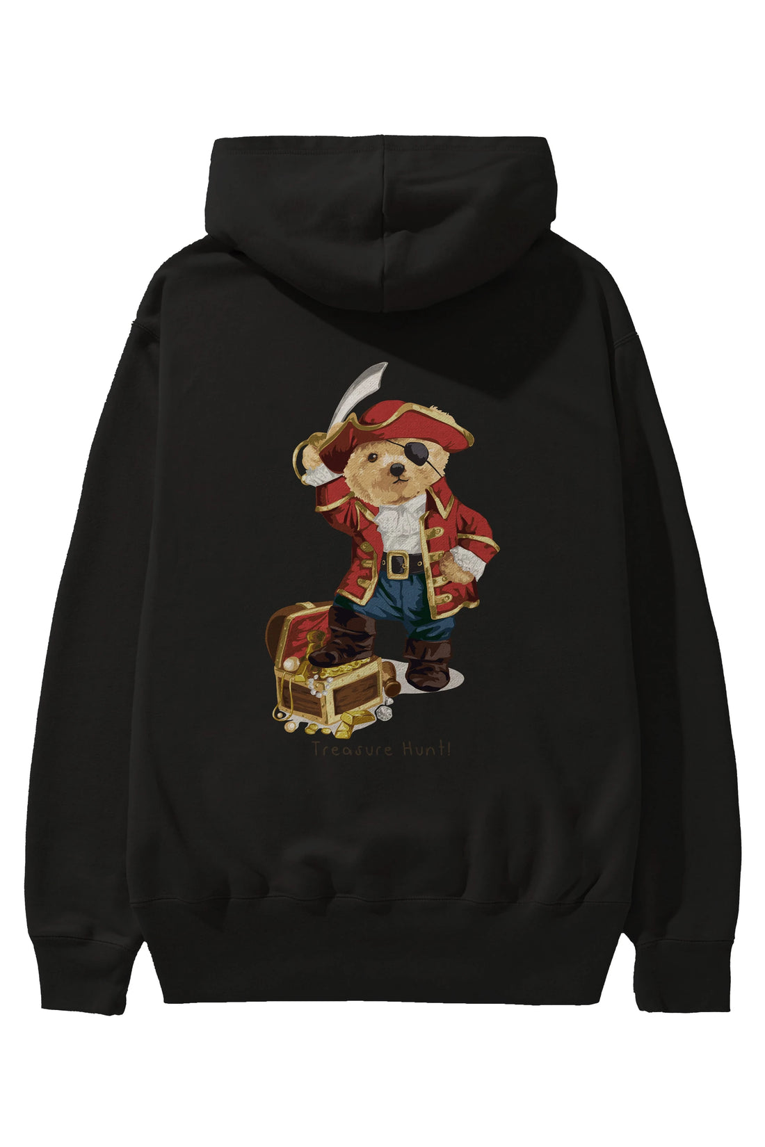 Teddy Bear Treasure Hunt Arka Baskılı Hoodie Oversize Kapüşonlu Sweatshirt Erkek Kadın Unisex
