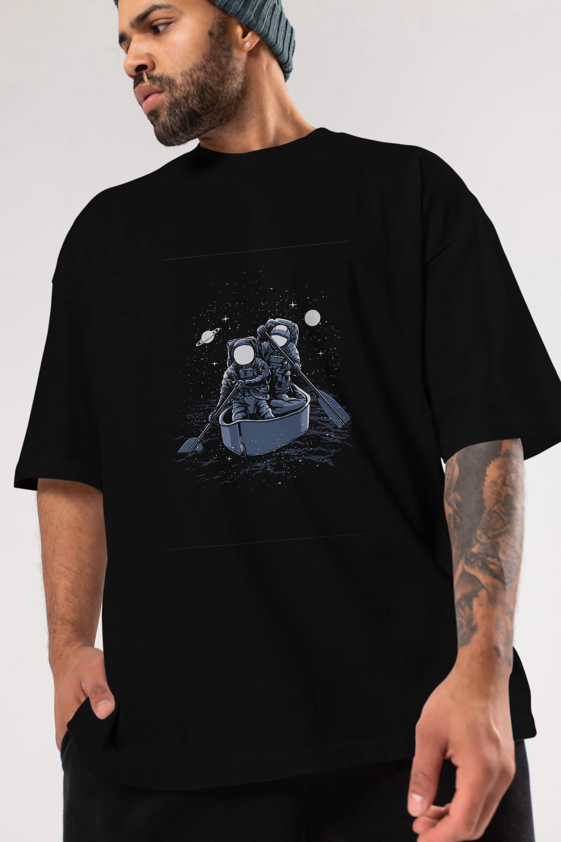 Across The Galaxy Ön Baskılı Oversize t-shirt Erkek Kadın Unisex %100 Pamuk tişort