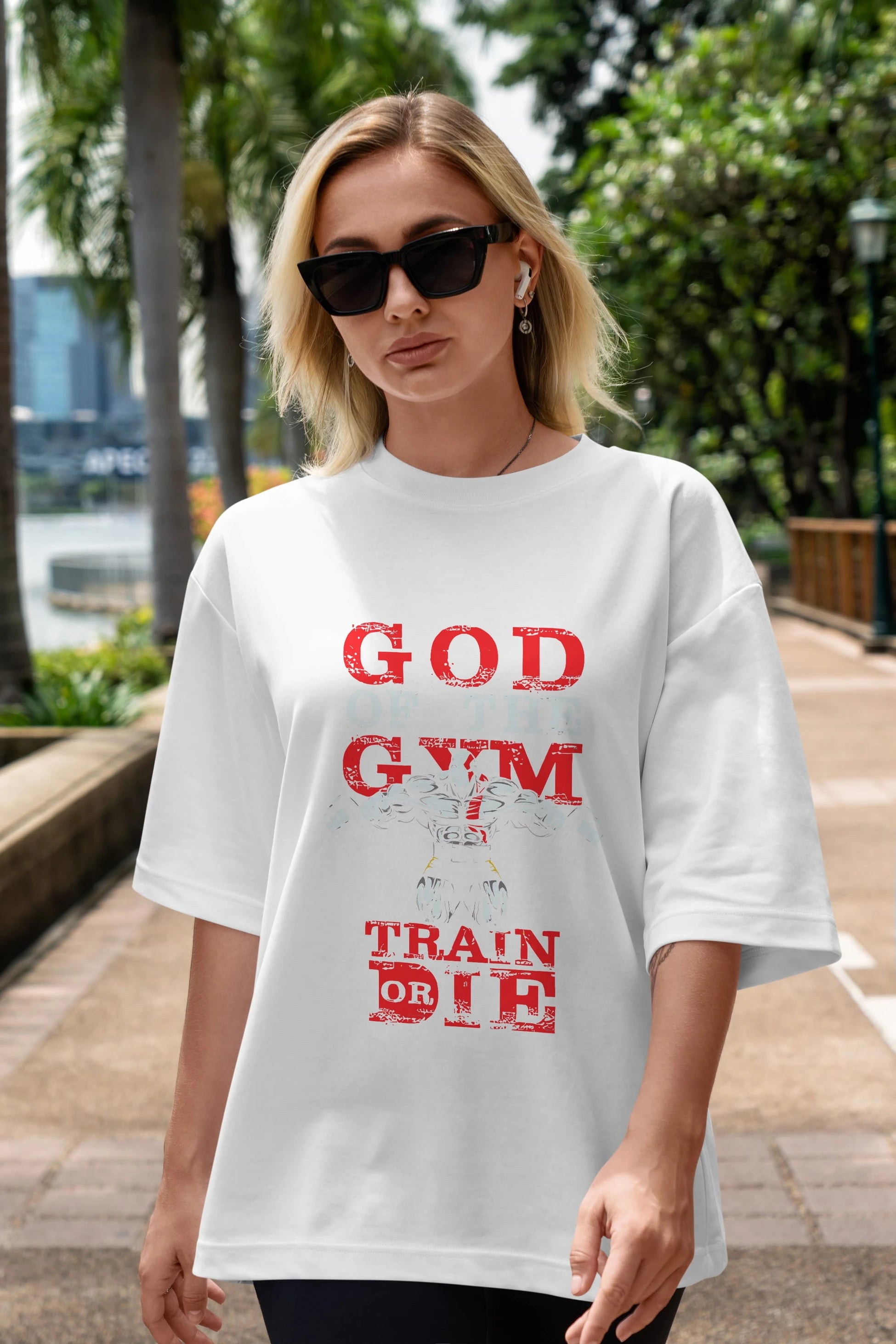 God of The GYM Ön Baskılı Oversize t-shirt Erkek Kadın Unisex %100 Pamuk Bisiklet Yaka tişort