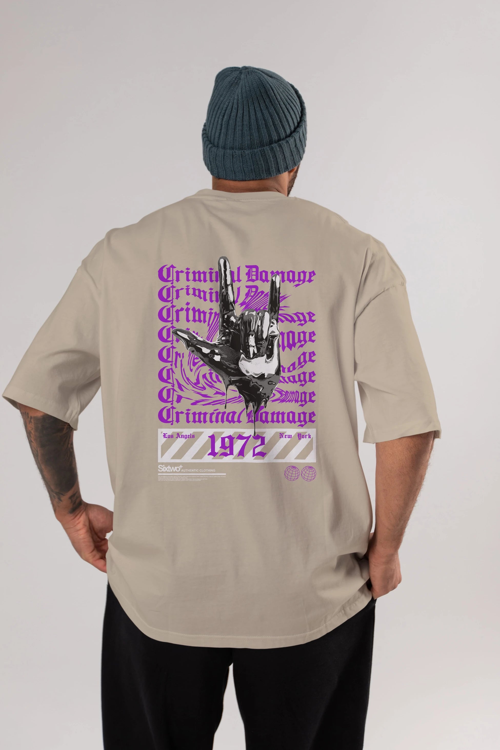 Criminal Damage 2 Arka Baskılı Oversize t-shirt Erkek Kadın Unisex