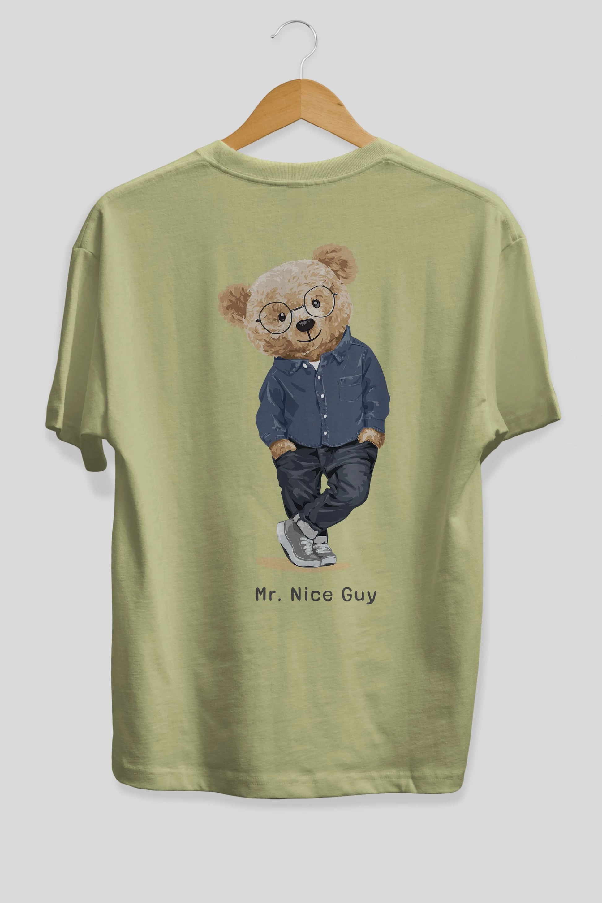 Teddy Bear Mr. Nice Guy Arka Baskılı Oversize t-shirt Erkek Kadın Unisex %100 Pamuk