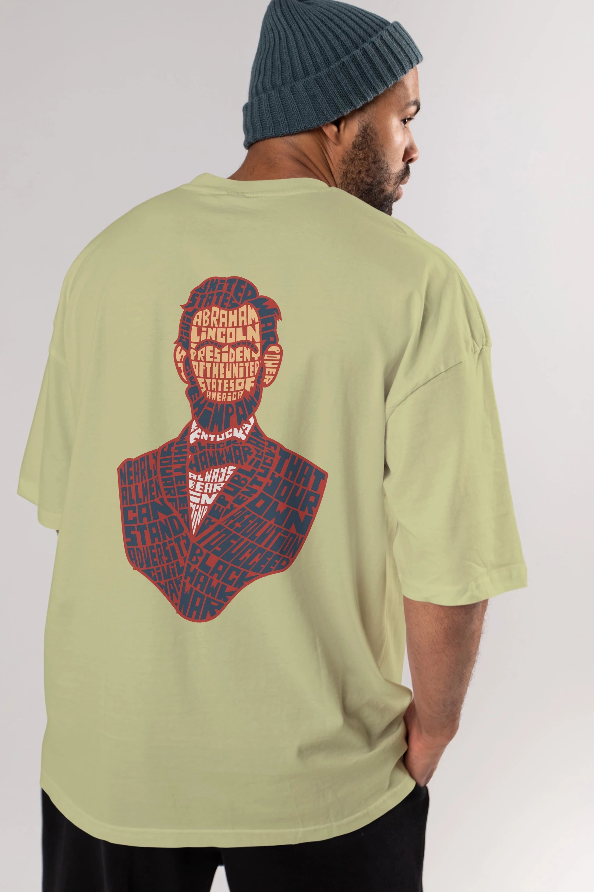 Abraham Lincoln Arka Baskılı Oversize t-shirt %100 pamuk Erkek Kadın Unisex