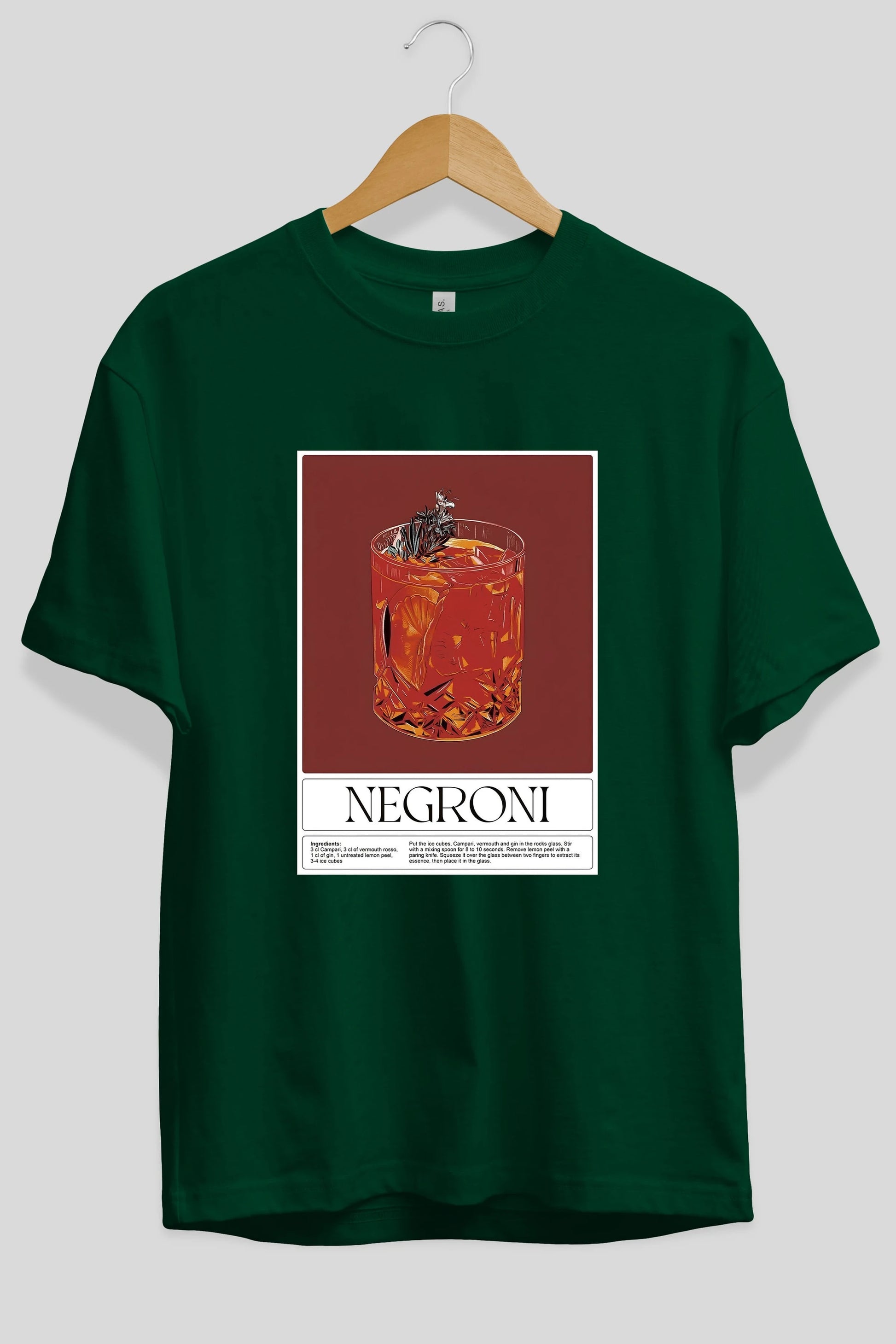Negroni 2 Ön Baskılı Oversize t-shirt Erkek Kadın Unisex %100 Pamuk Bisiklet Yaka tişort