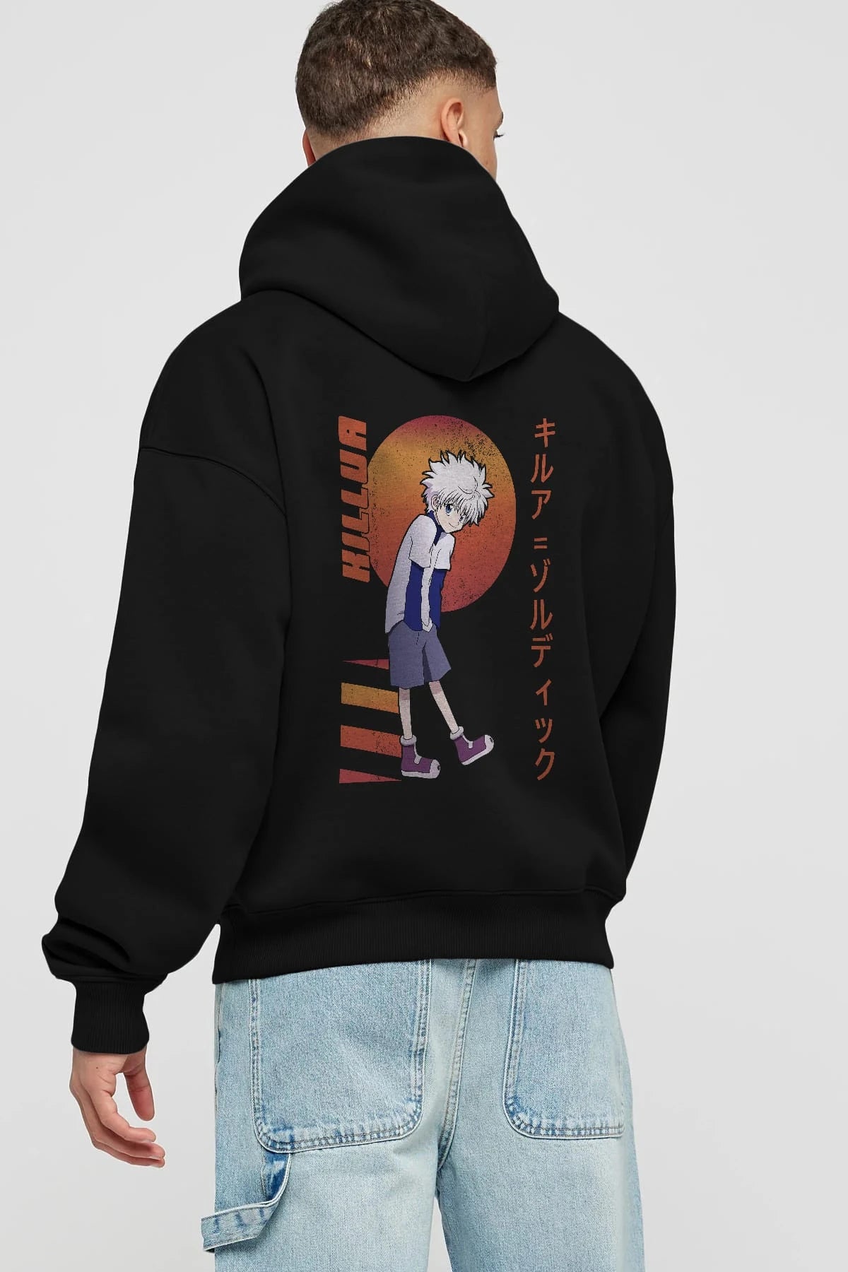 Killua Zoldyck 5 2 Anime Arka Baskılı Hoodie Oversize Kapüşonlu Sweatshirt Erkek Kadın Unisex