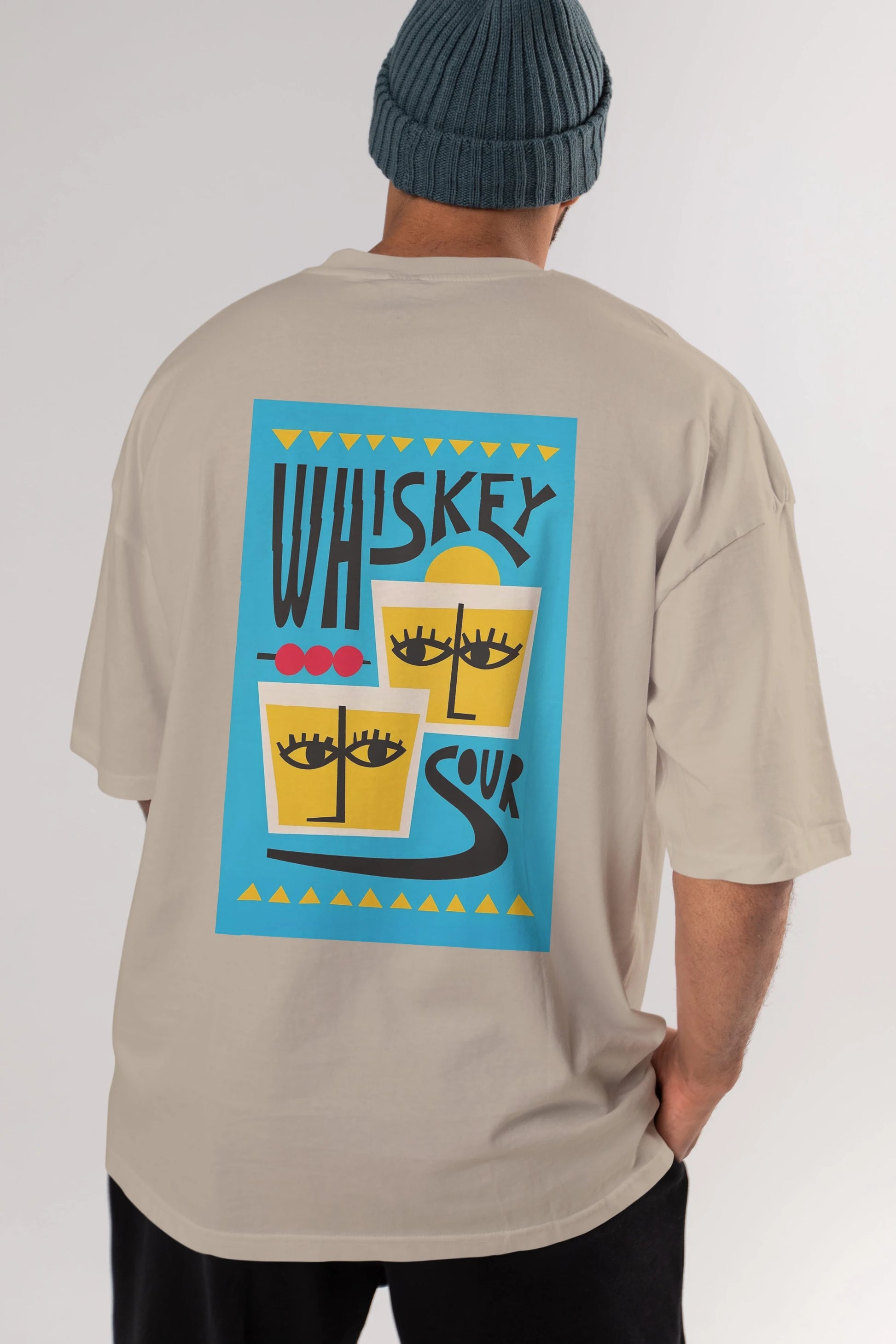 Whiskey Sour 2 Arka Baskılı Oversize t-shirt Erkek Kadın Unisex %100 Pamuk Bisiklet Yaka tişort