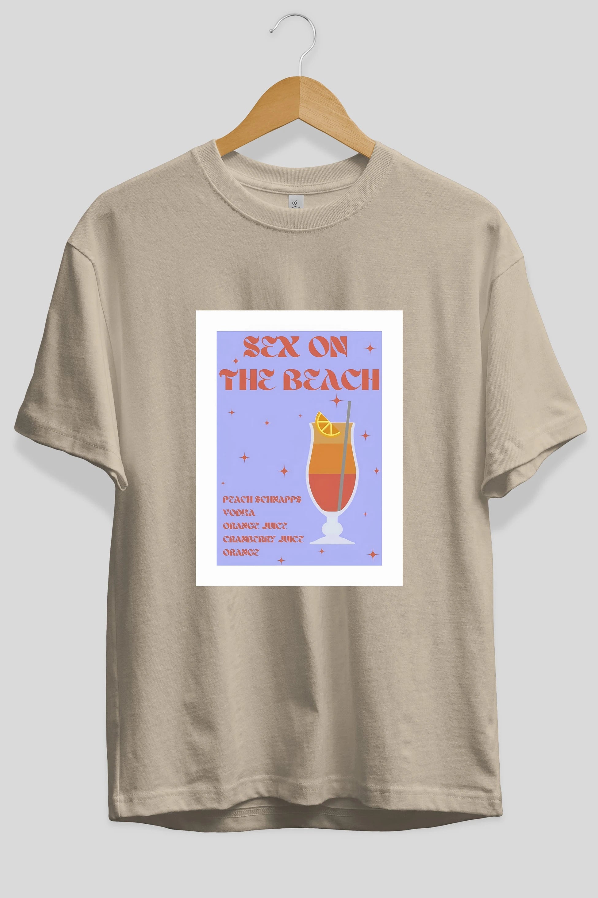 Sex On The Beach Ön Baskılı Oversize t-shirt Erkek Kadın Unisex %100 Pamuk Bisiklet Yaka tişort