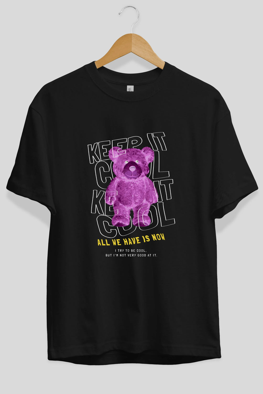 Keep it Cool Bear Ön Baskılı Oversize t-shirt Erkek Kadın Unisex