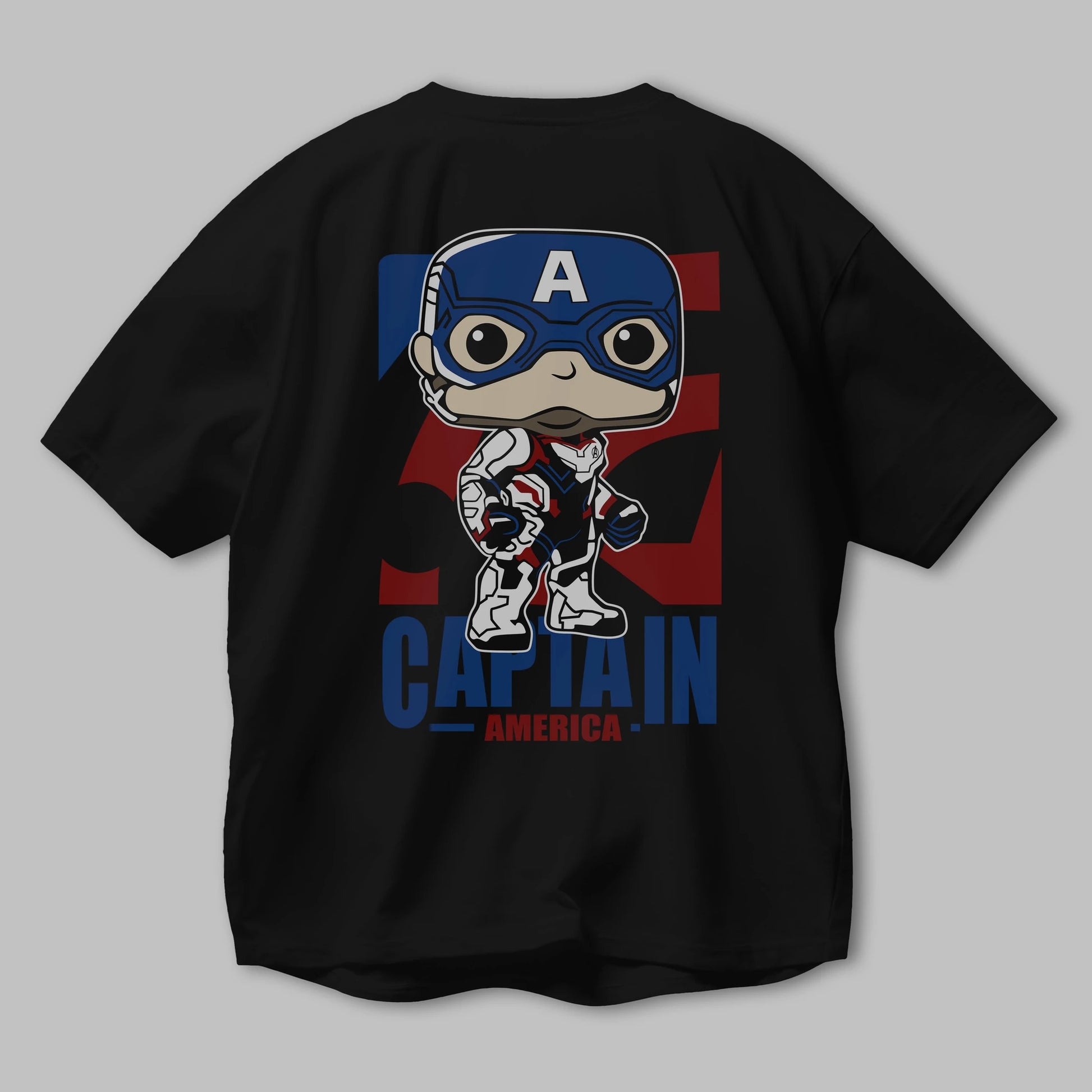 Captain America Arka Baskılı Oversize t-shirt Erkek Kadın Unisex %100 Pamuk Bisiklet Yaka tişort