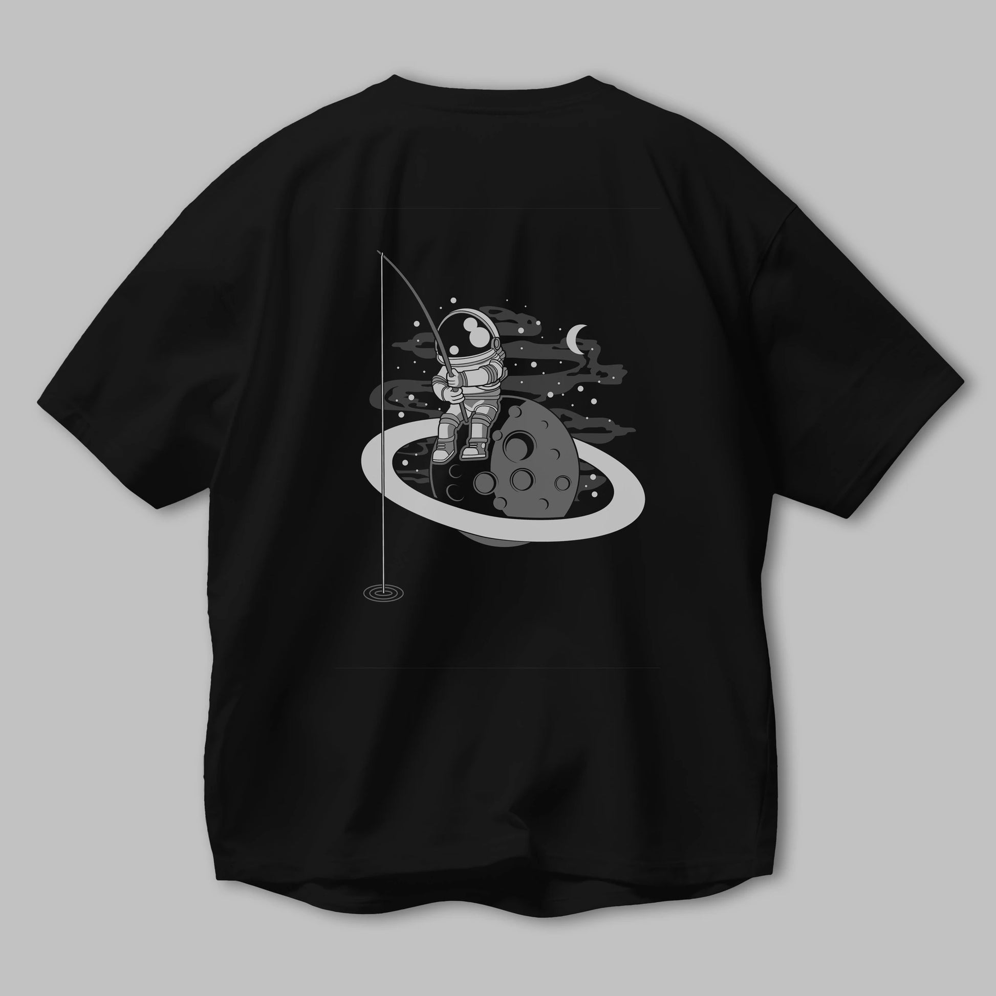 Astronaut  Fishing Arka Baskılı Oversize t-shirt Erkek Kadın Unisex