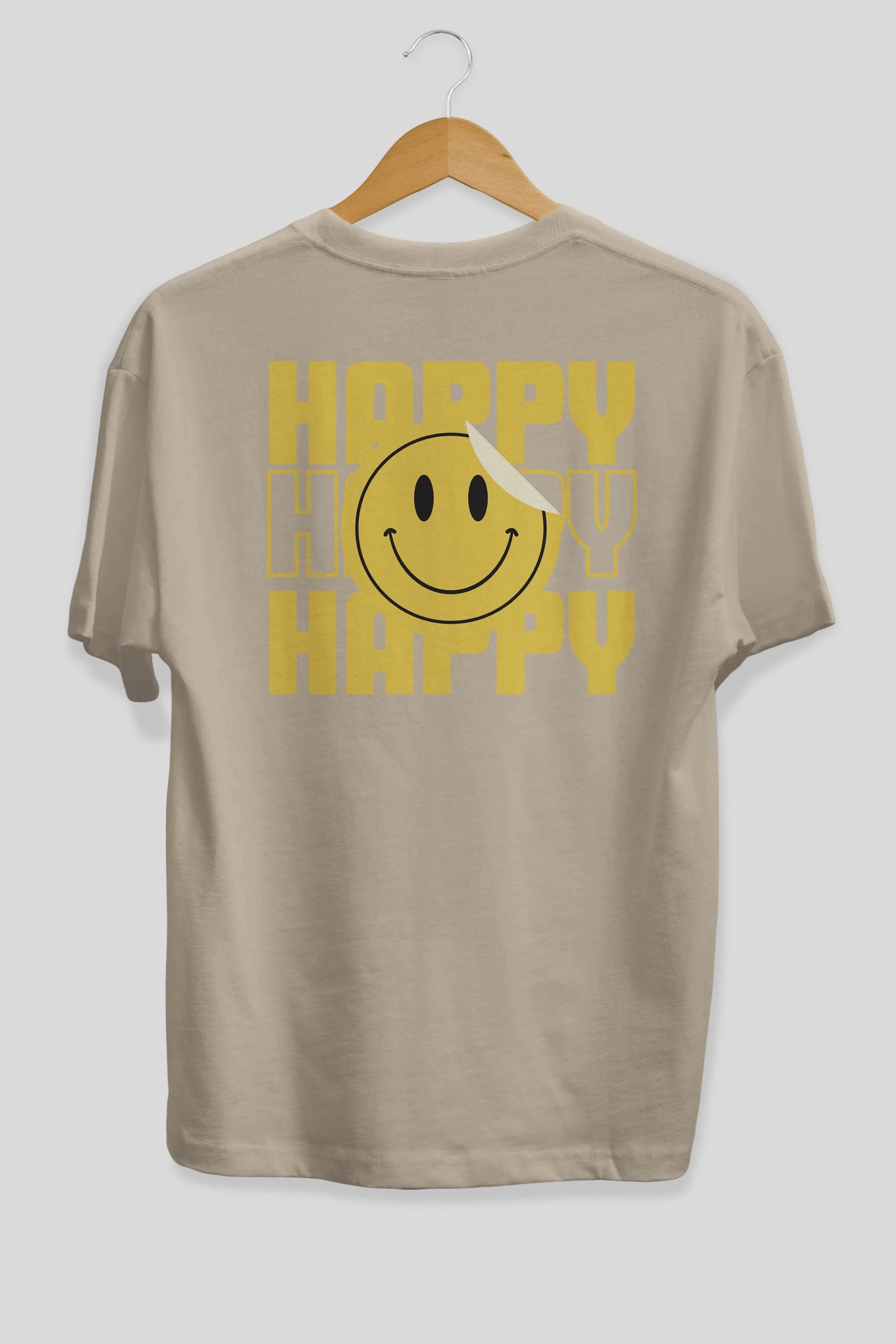 Happy Smile Yazılı Arka Baskılı Oversize t-shirt Erkek Kadın Unisex