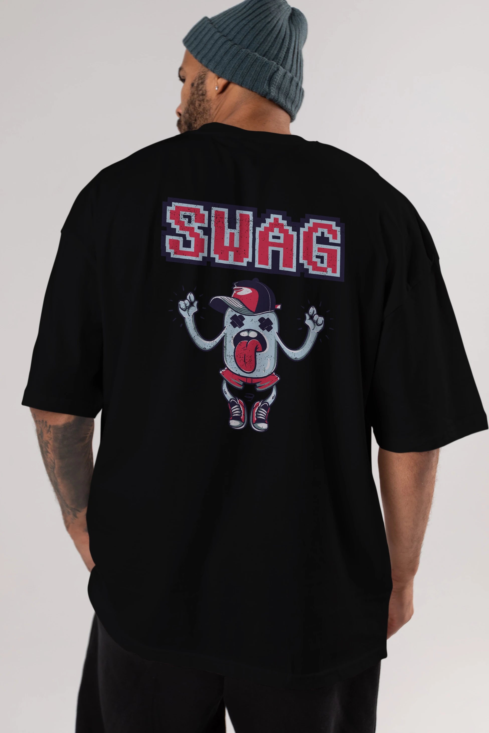 Swag Arka Baskılı Oversize t-shirt Erkek Kadın Unisex