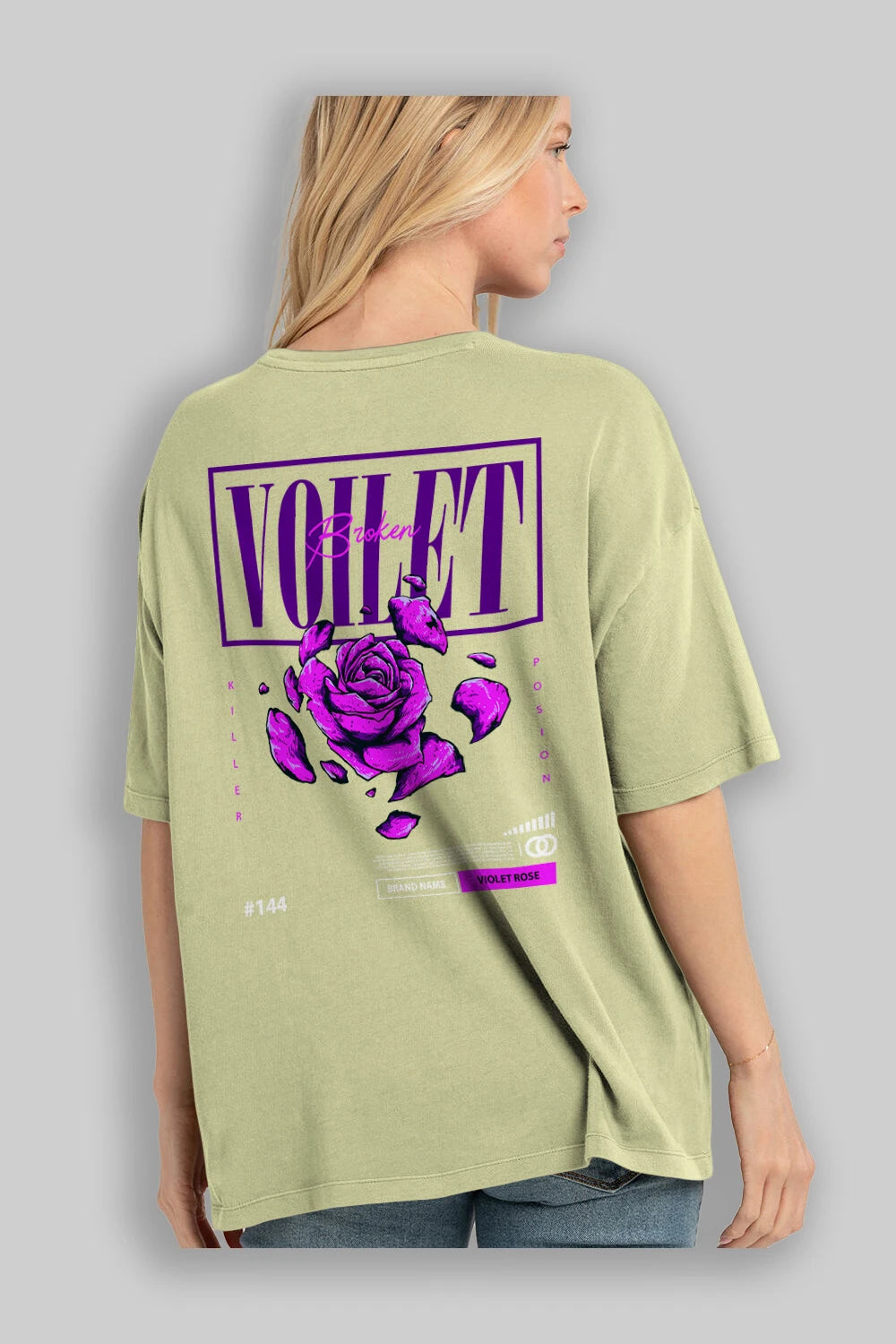 Voilet Broken Arka Baskılı Oversize t-shirt Erkek Kadın Unisex
