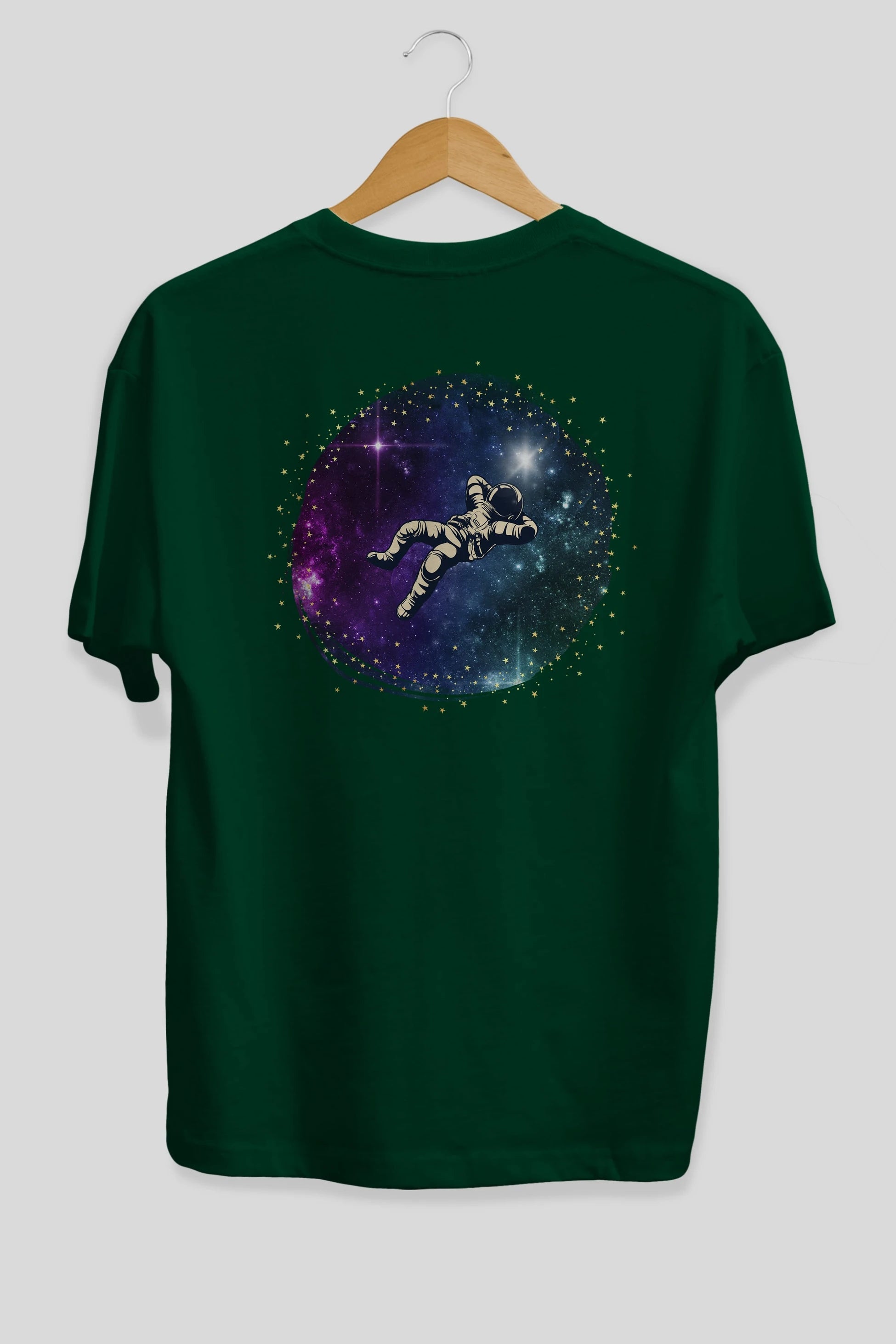 Astronaut in the Galaxy Arka Baskılı Oversize t-shirt Erkek Kadın Unisex