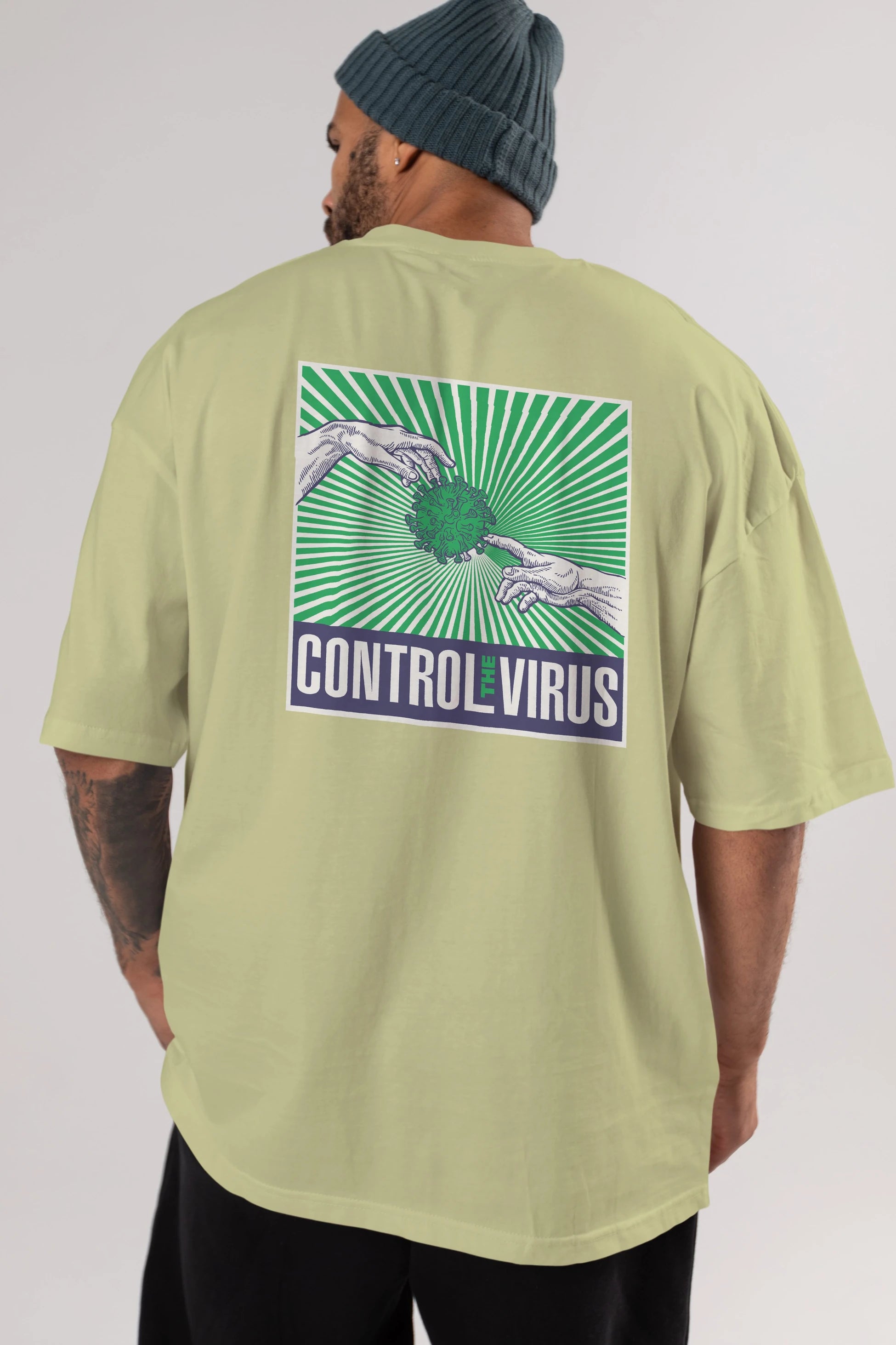 Control The Virus Arka Baskılı Oversize t-shirt Erkek Kadın Unisex