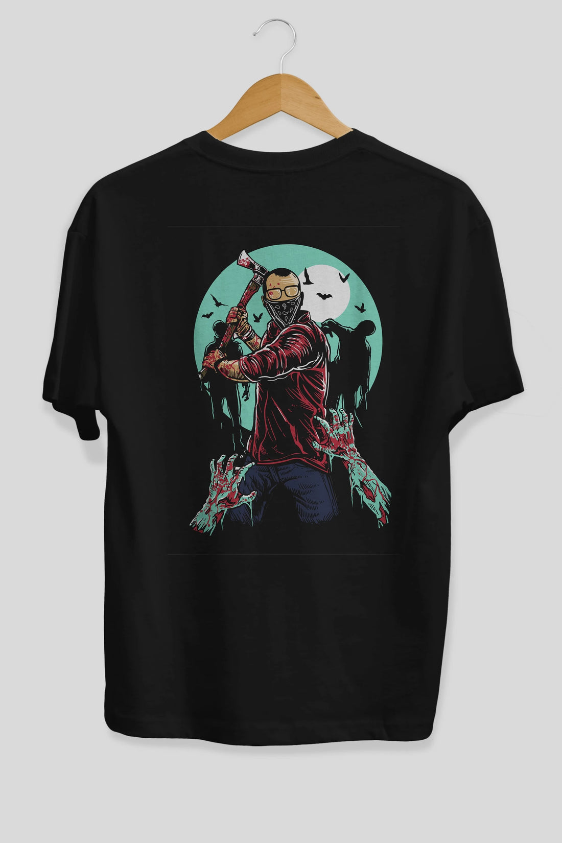 Zombie Killer Arka Baskılı Oversize t-shirt Erkek Kadın Unisex %100 Pamuk