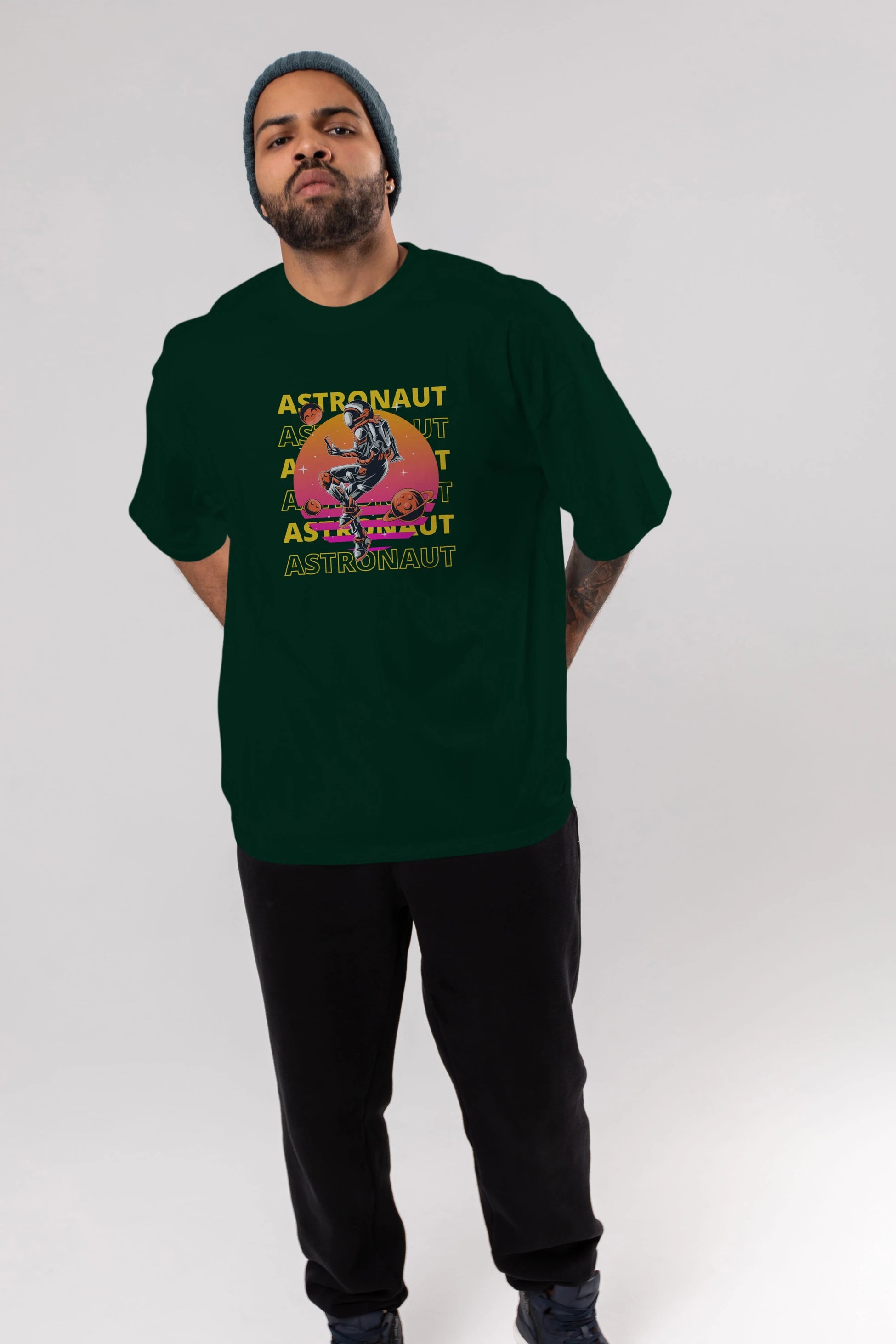 Astronaut Streetwear 2 Ön Baskılı Oversize t-shirt Erkek Kadın Unisex