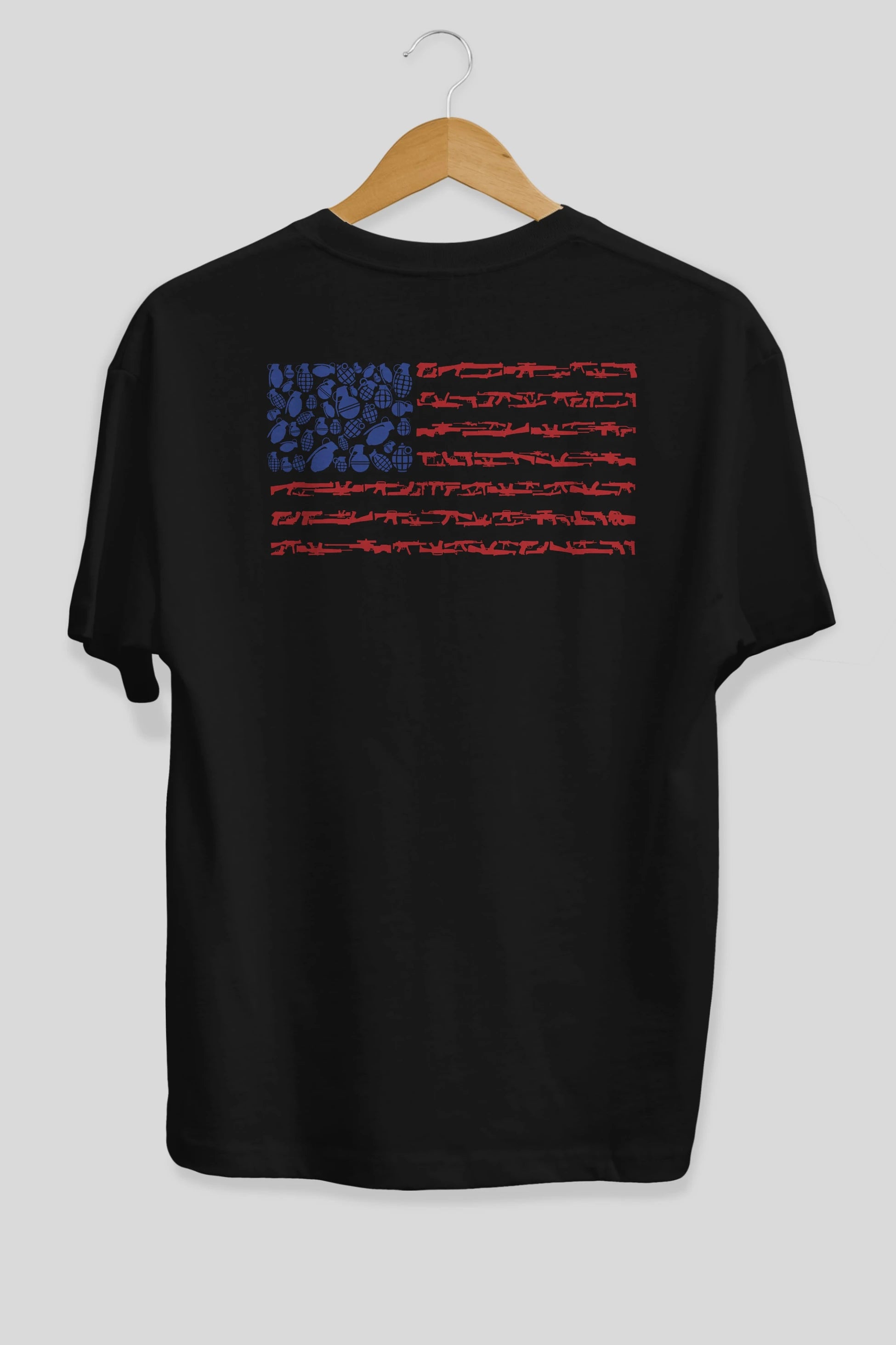 Weapon Flag Arka Baskılı Oversize t-shirt %100 pamuk Erkek Kadın Unisex