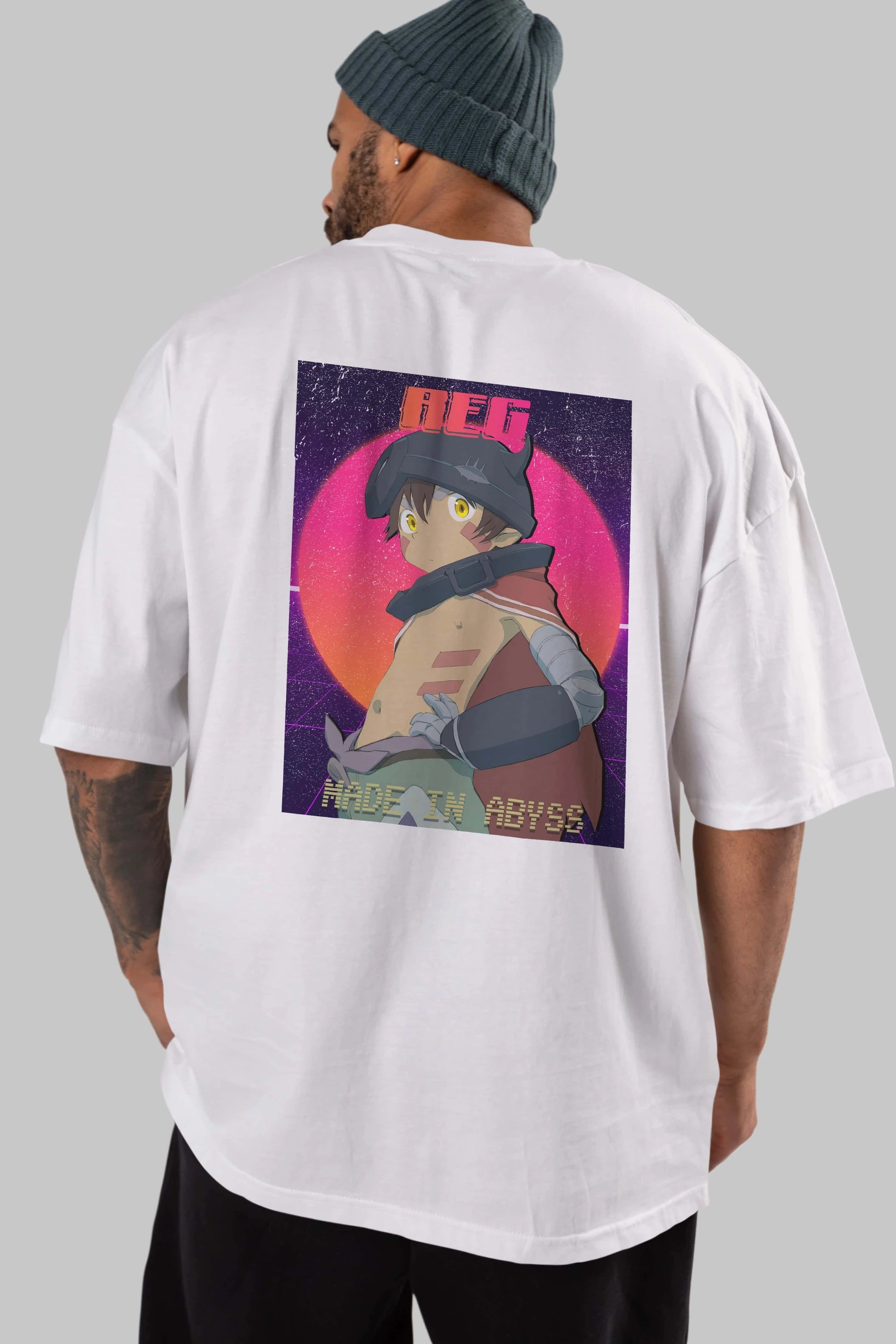 Reg 7 Anime Arka Baskılı Oversize t-shirt Erkek Kadın Unisex