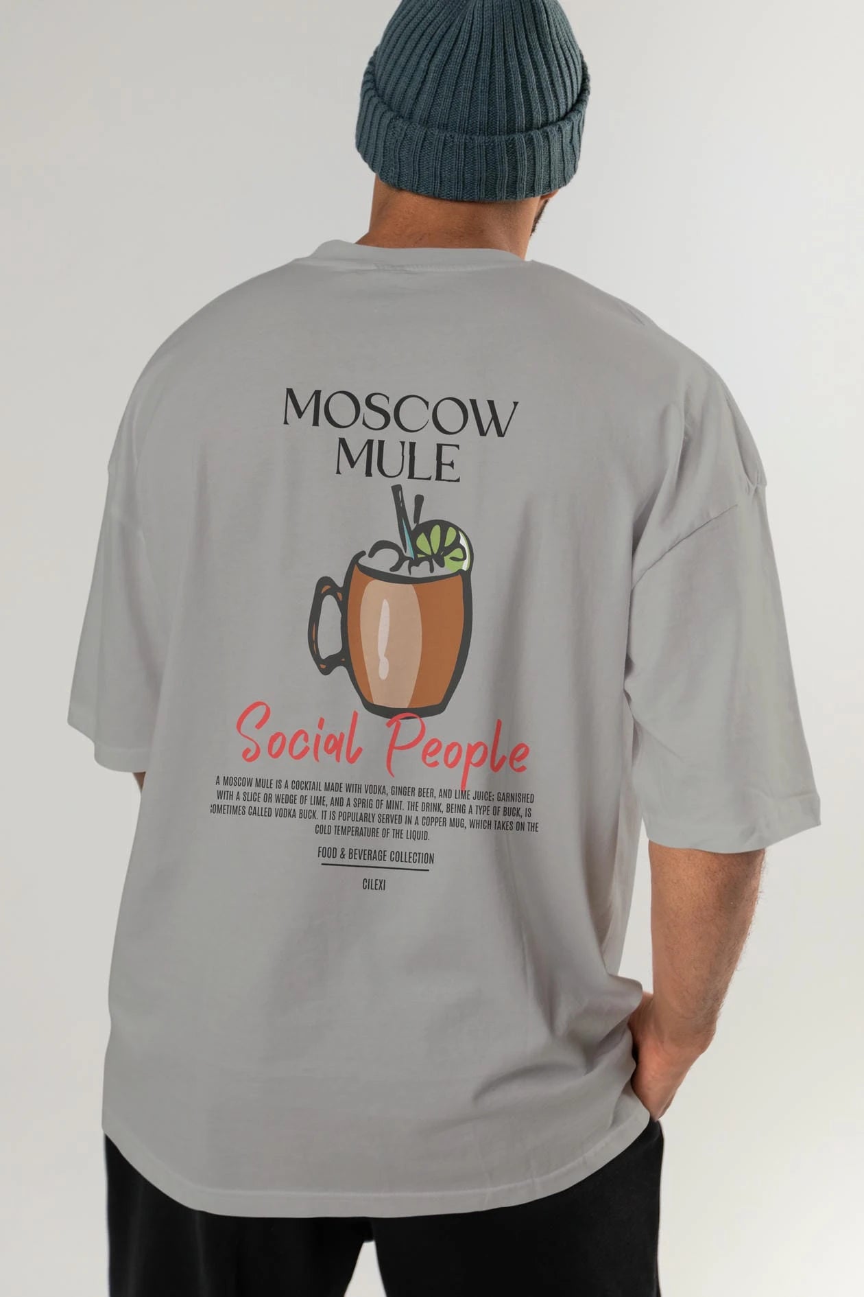Moscow Mule Kokteyl Serisi Baskılı Oversize t-shirt Erkek Kadın Unisex %100 Pamuk Bisiklet Yaka tişort