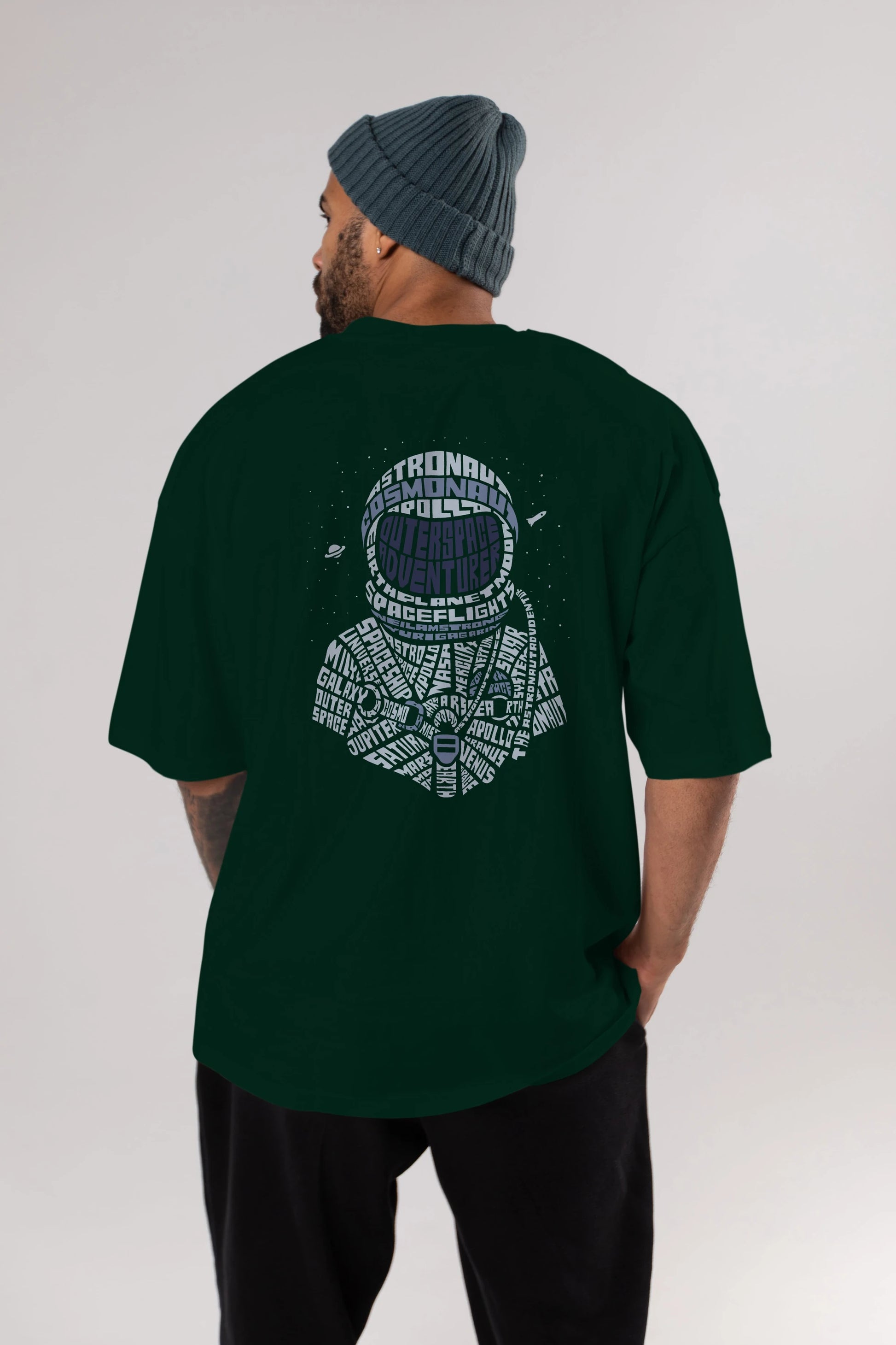 Astronaut Arka Baskılı Oversize t-shirt %100 pamuk Erkek Kadın Unisex
