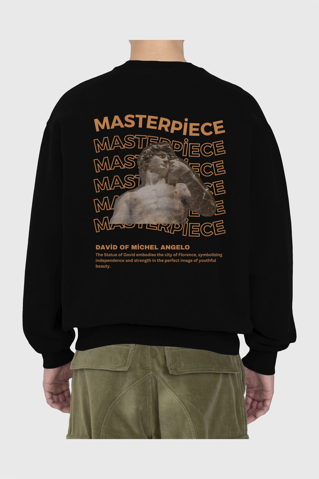 Masterpiece Yazılı Arka Baskılı Oversize Sweatshirt Erkek Kadın Unisex