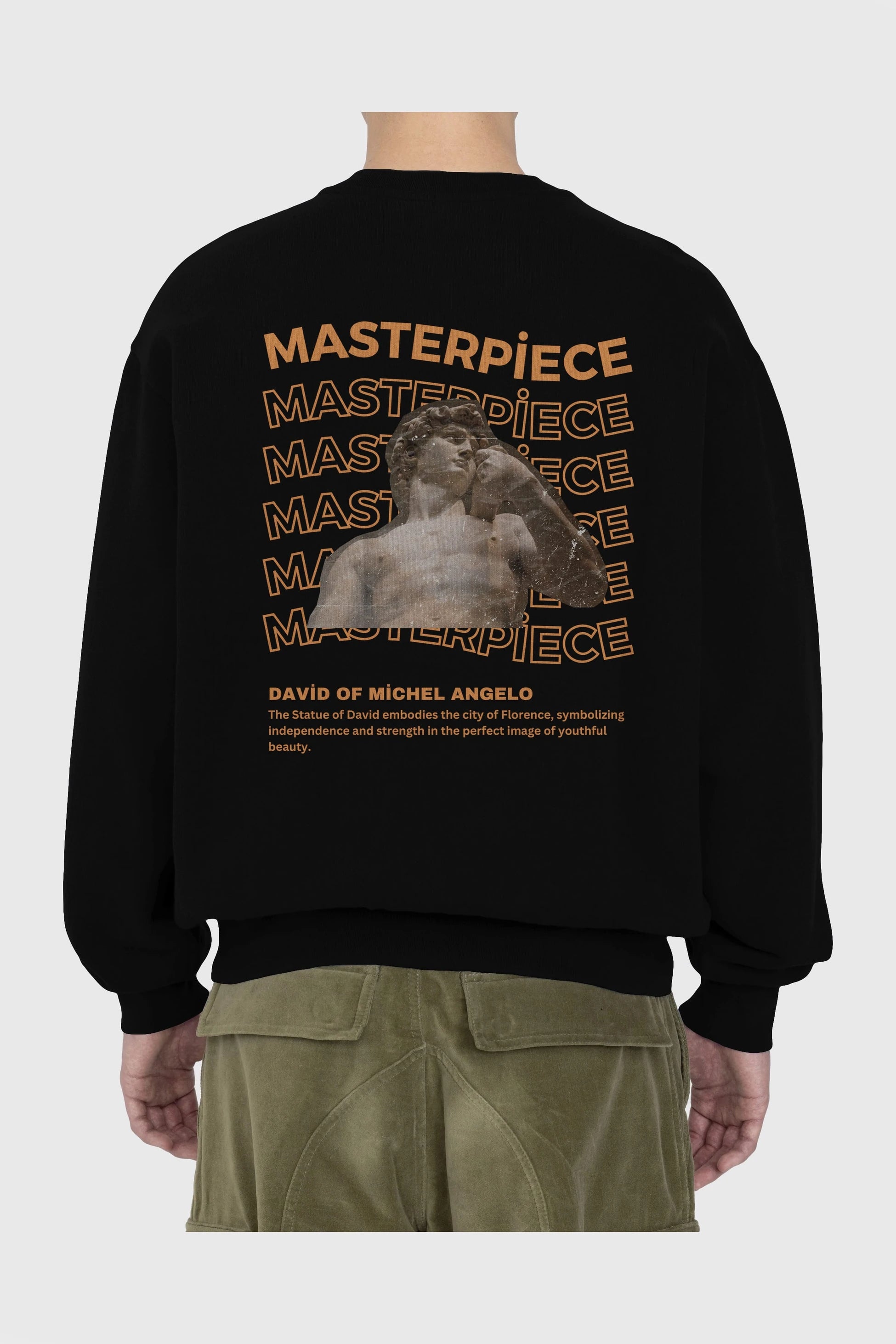 Masterpiece Yazılı Arka Baskılı Oversize Sweatshirt Erkek Kadın Unisex